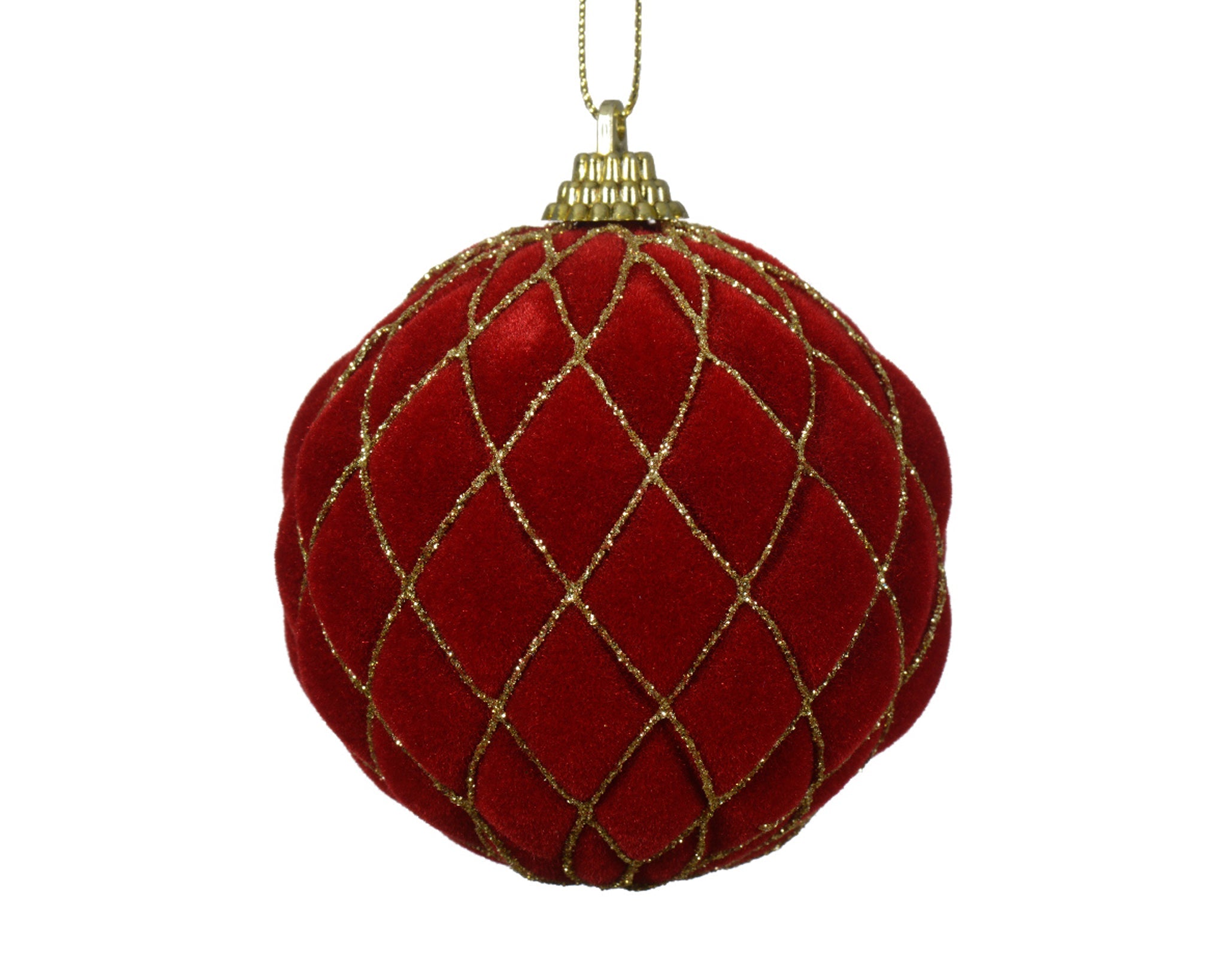 Bauble foam with gold glitters and check - christmas red/gold
