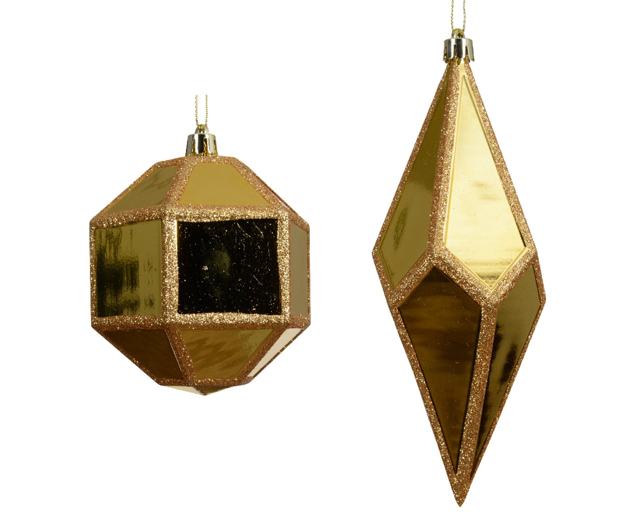 Figure polystyrene shiny glitter deco 2ass - gold