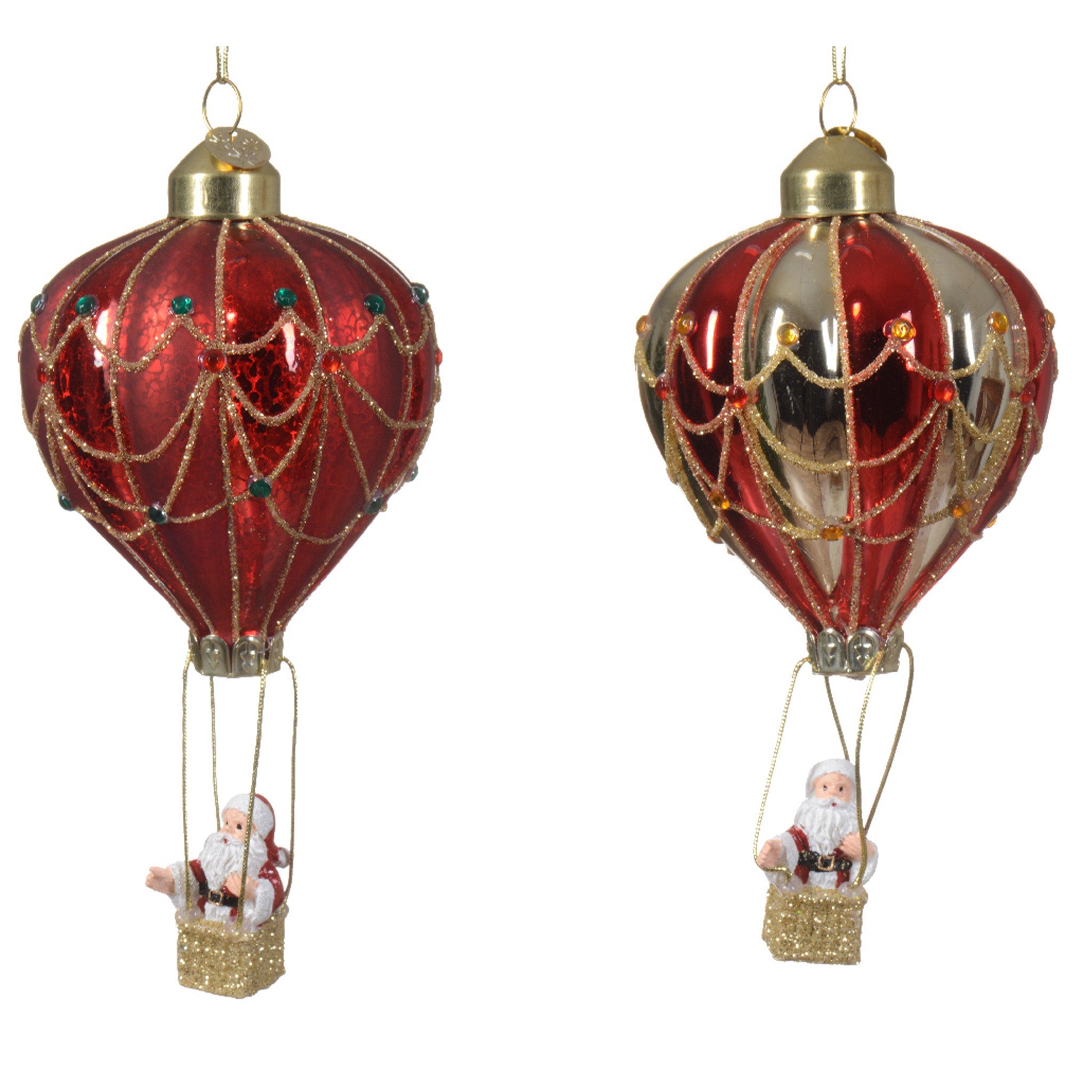 Balloon glass w glitter curl, gems 2col ass - assorted