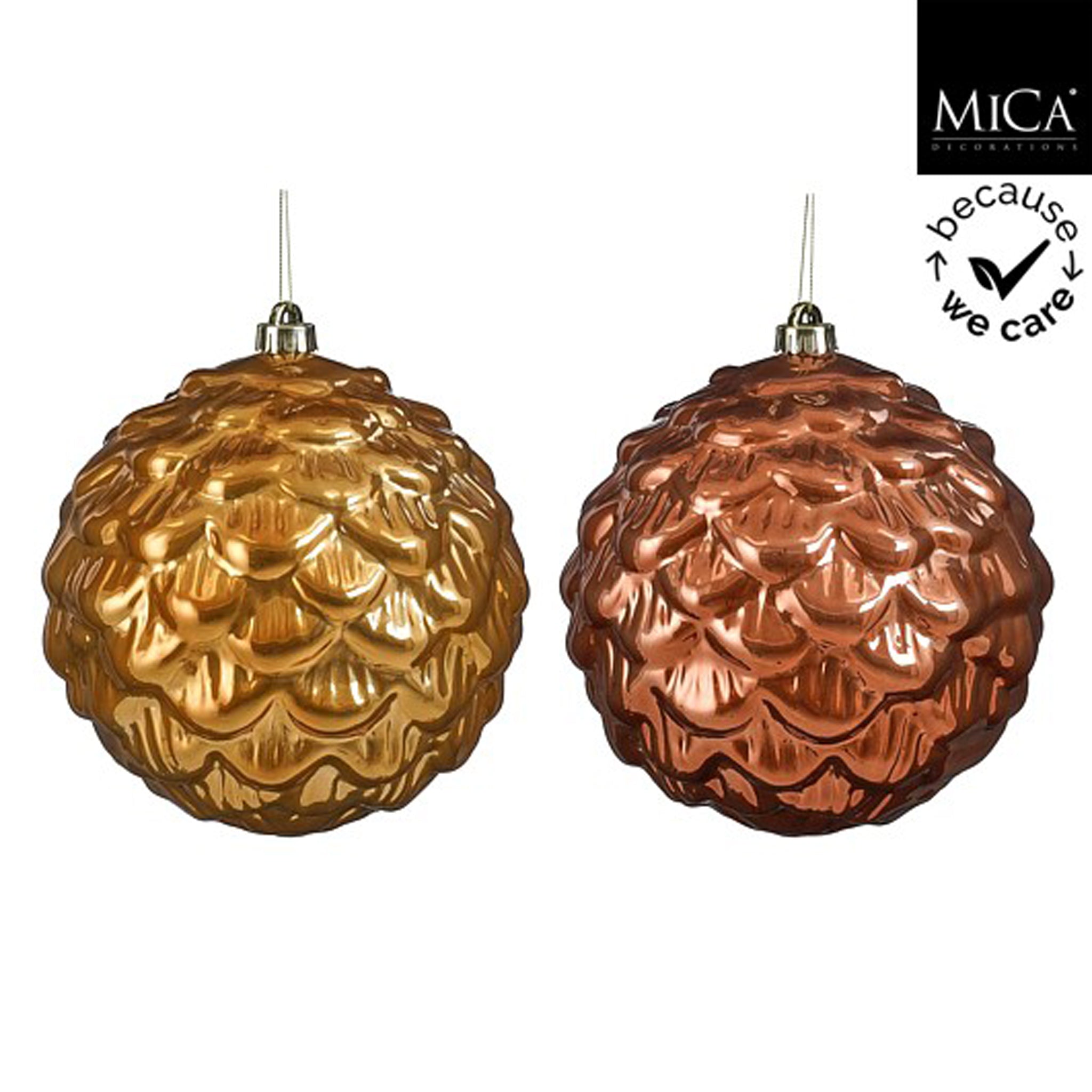 Ornament pine cone brown gold pearl 2 assorted - h20xd20cm