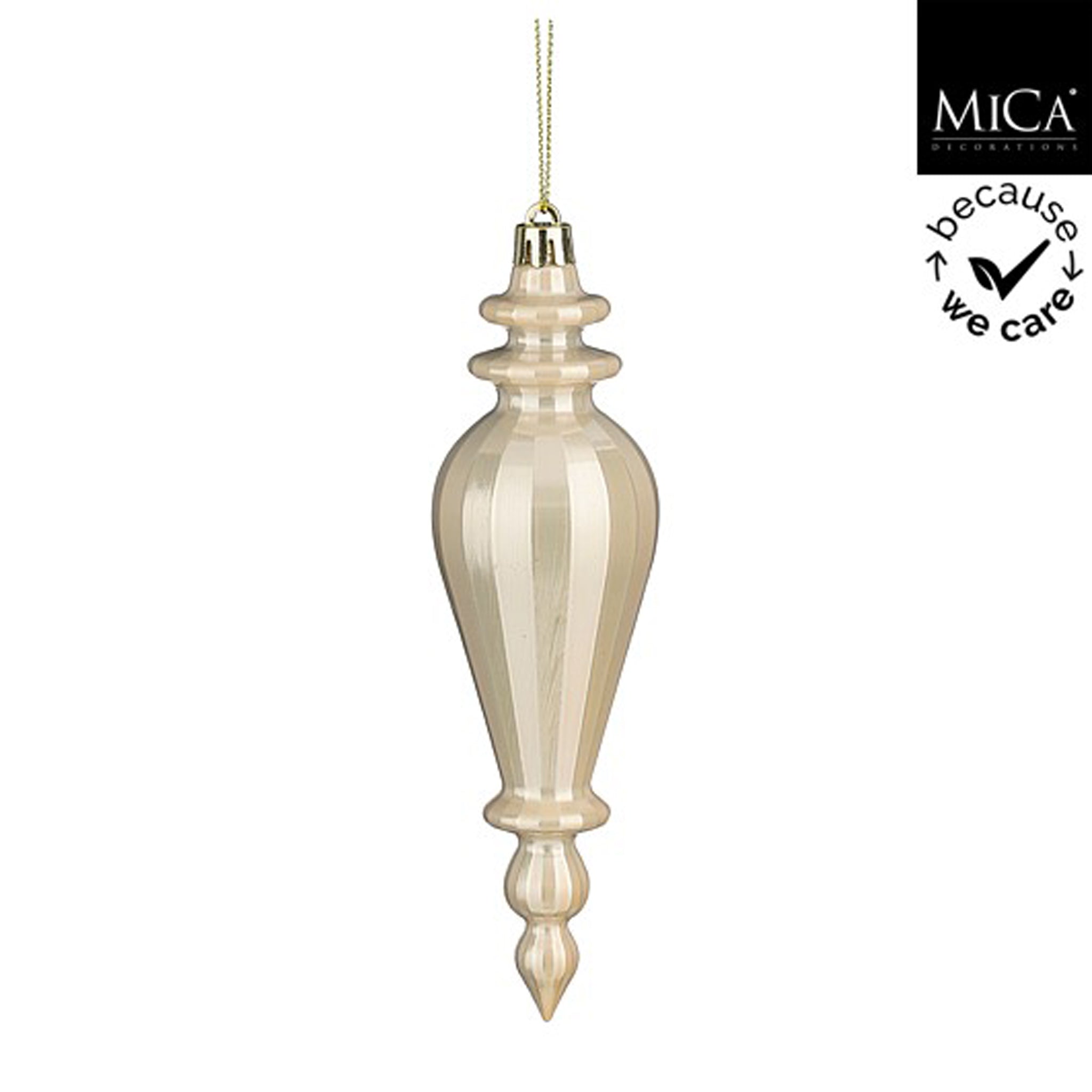 Ornament finial cream pearl - h16xd5cm