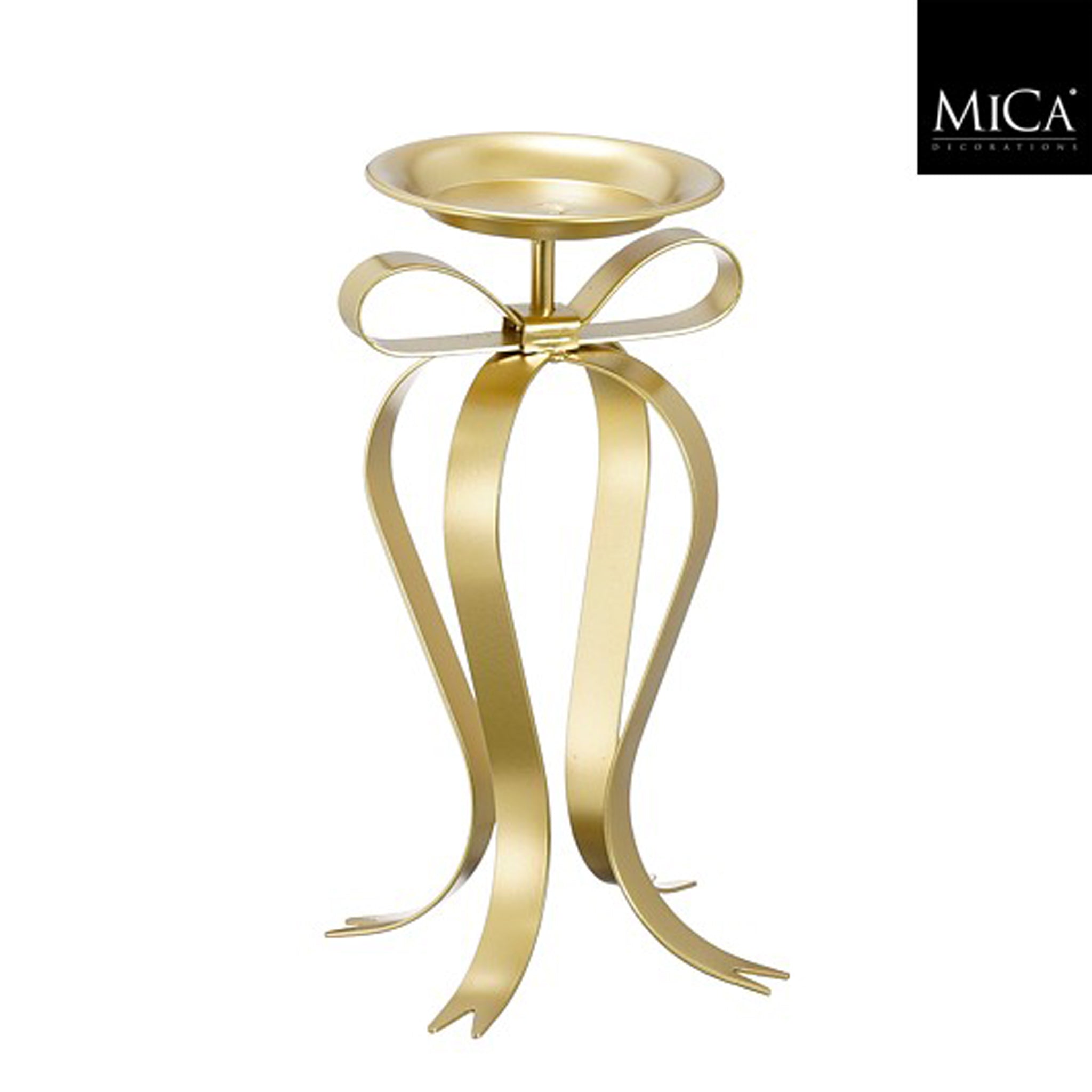 Candleholder bow champagne - l17xw14xh28cm