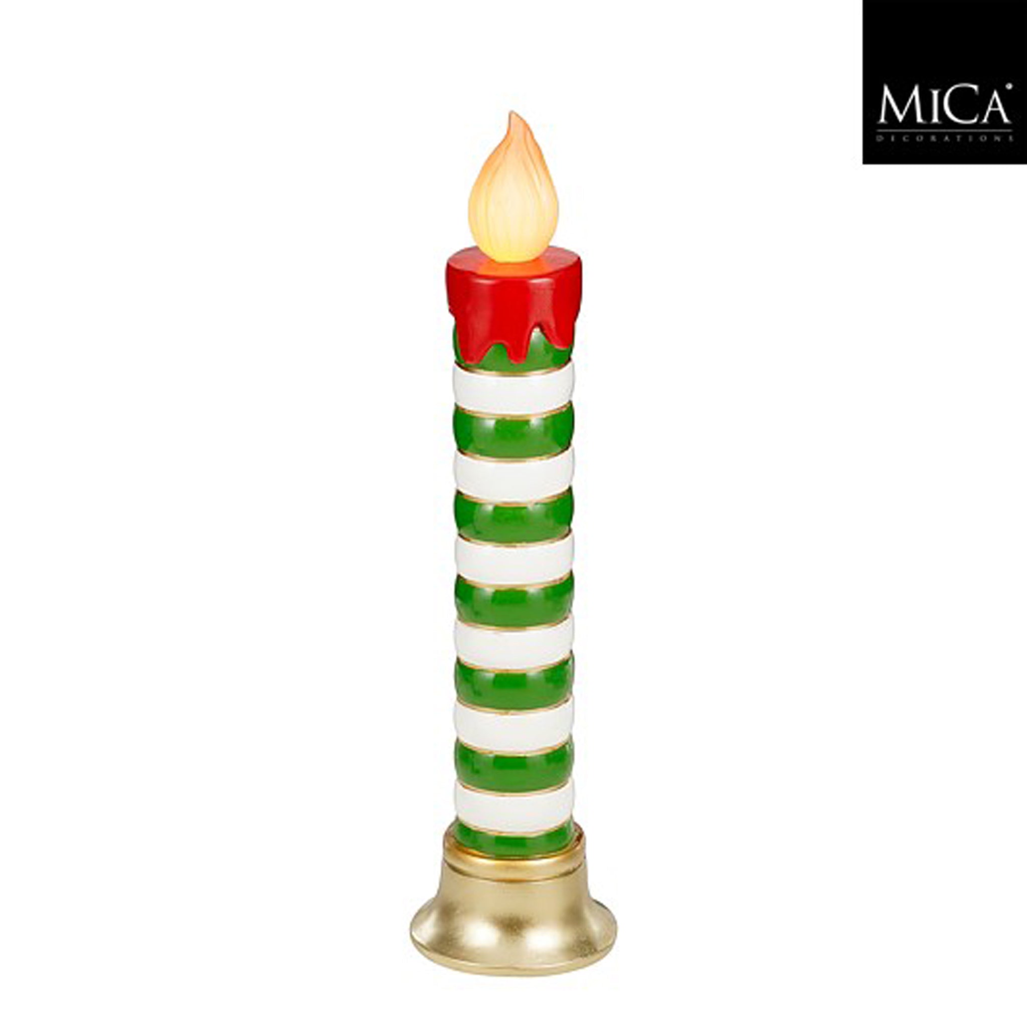 Candle green led battery operated - h97xd25cm