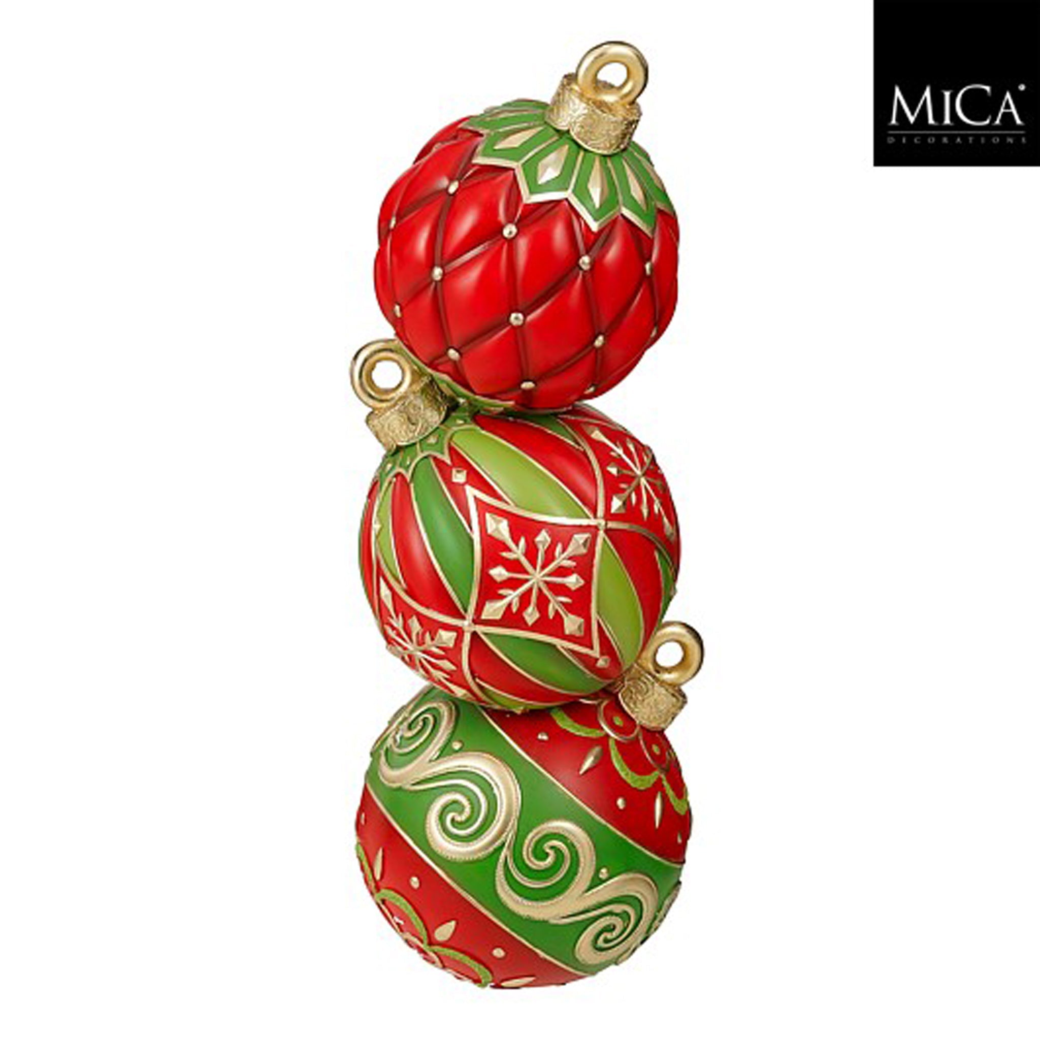 Decoration X-mas bauble stack red - h90xd33cm