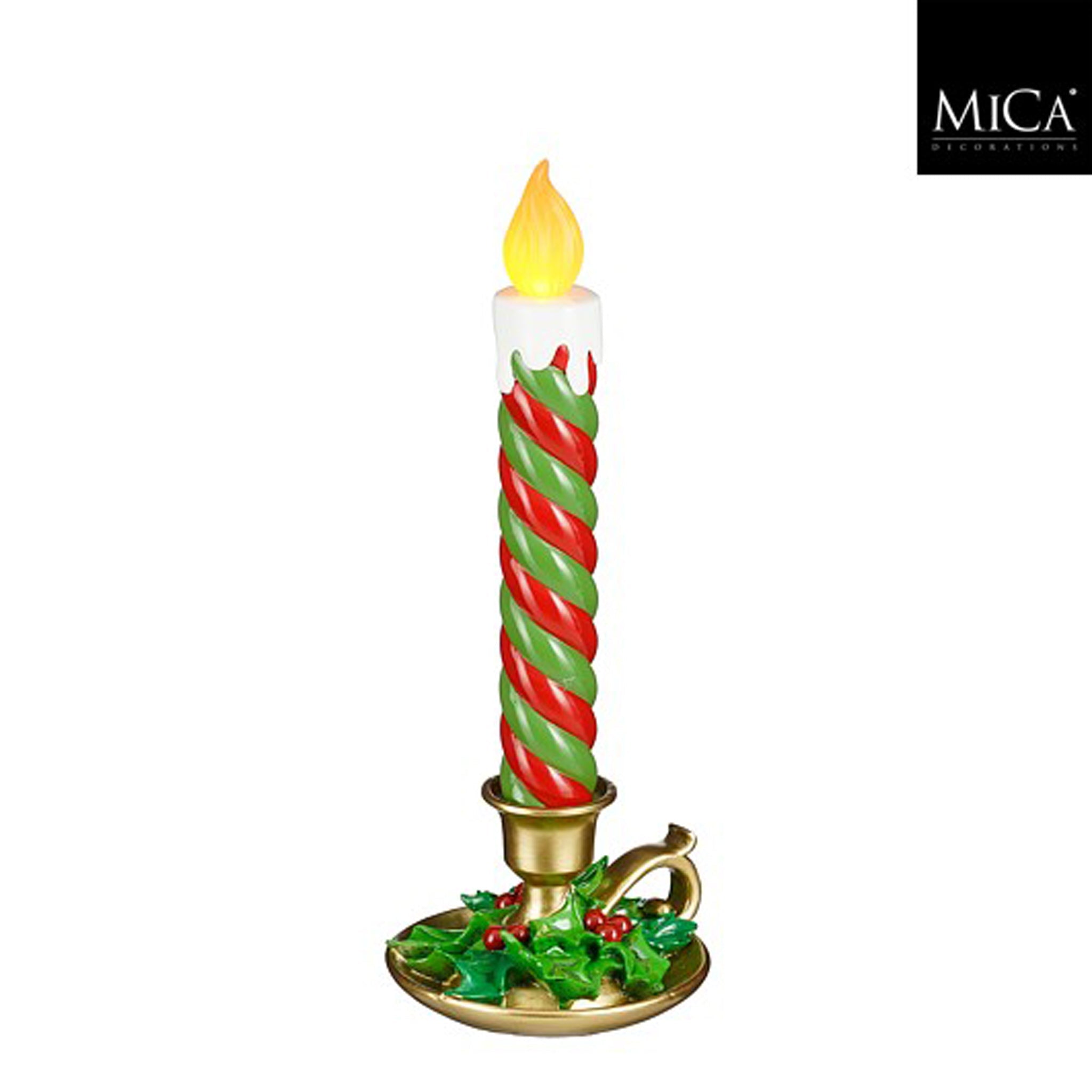 Candle green led battery operated - l18,5xw17xh45cm