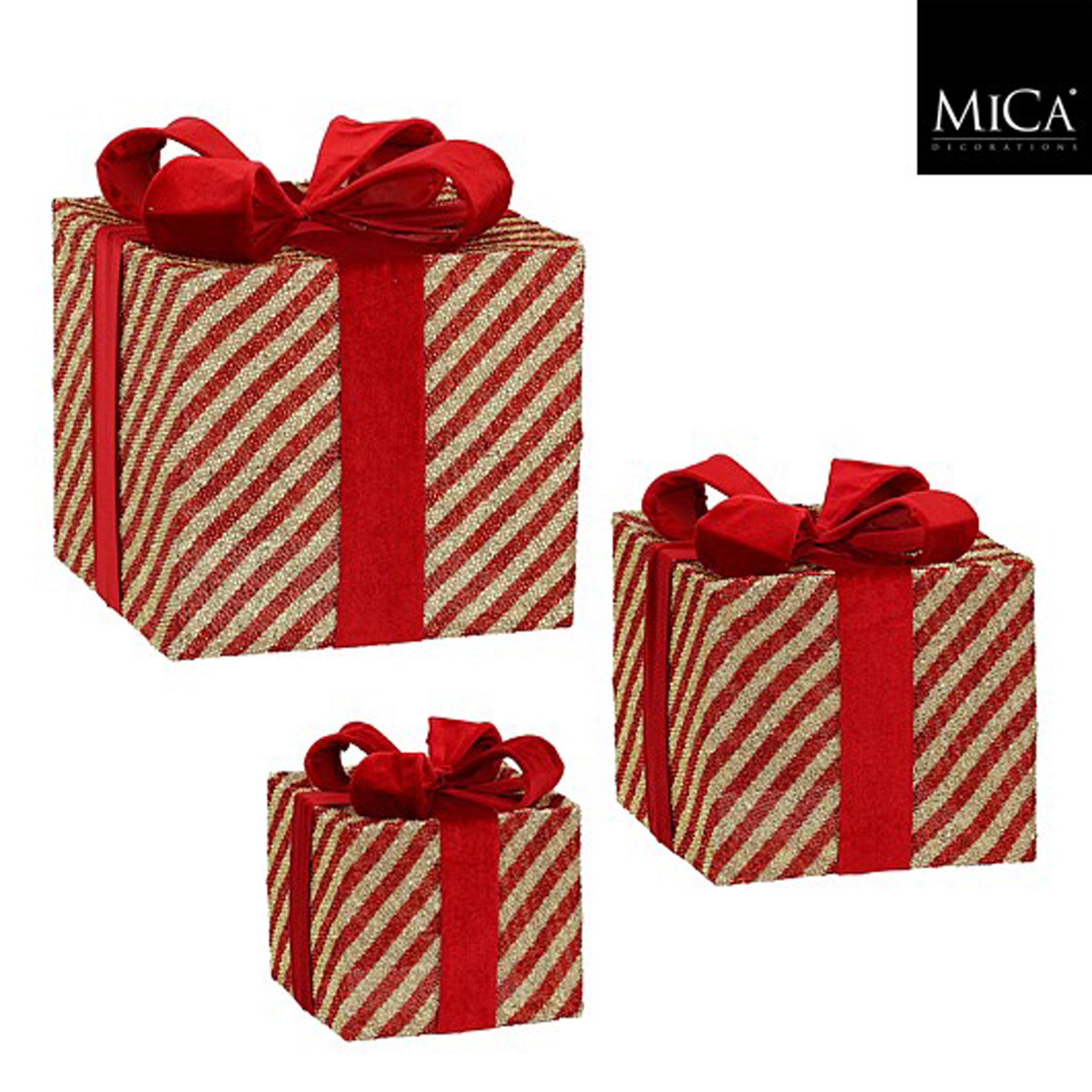 Present gold set of 3 - l25xw25xh28cm