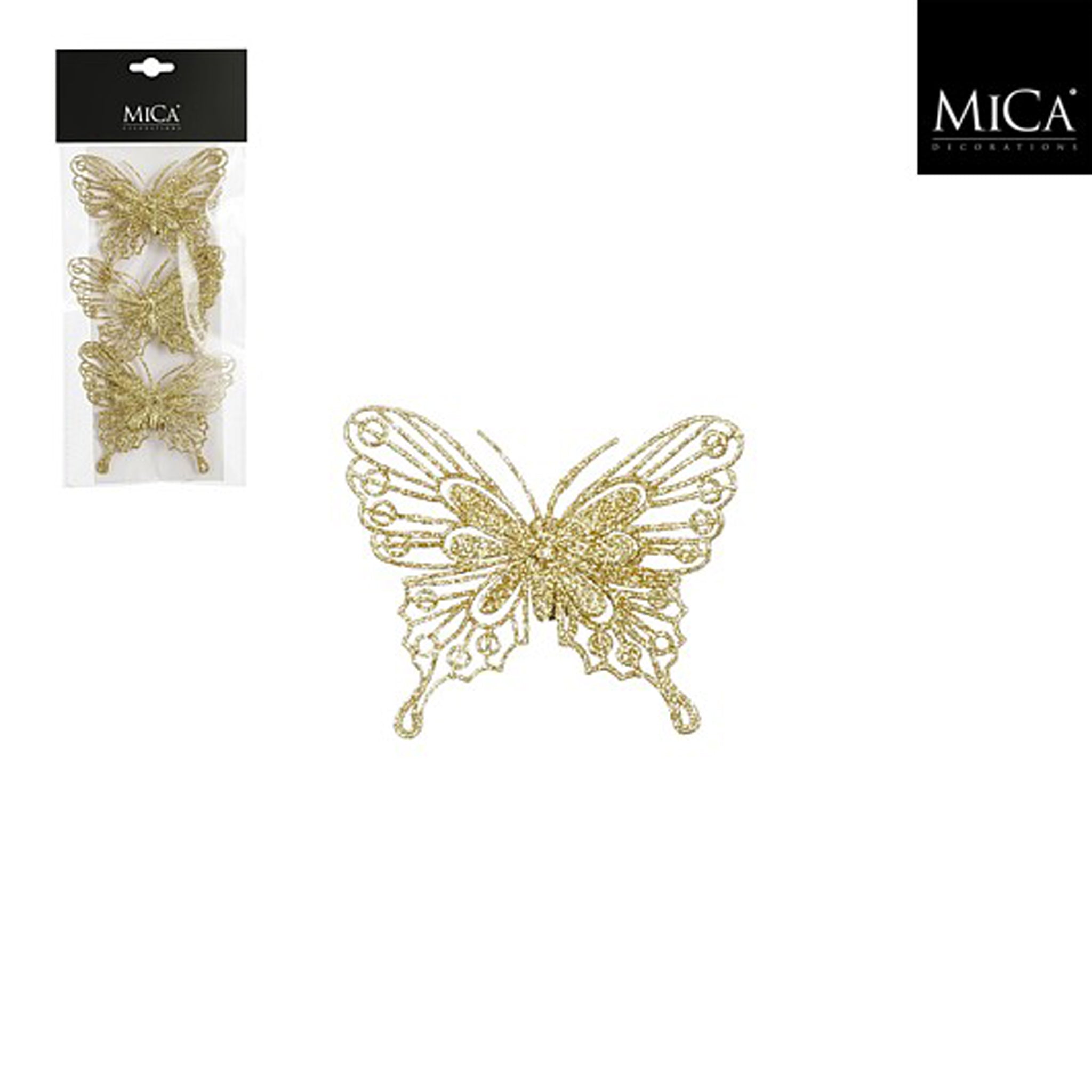 Clip butterfly gold 3 pieces - l10xw8cm