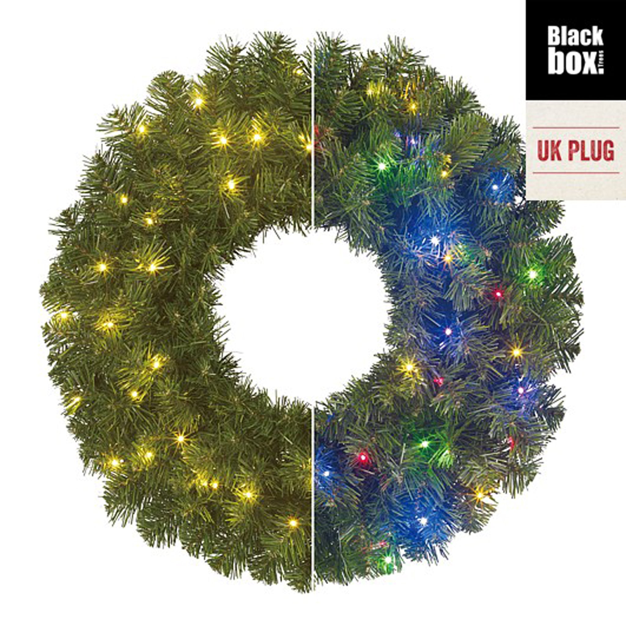 Limber wreath led outdoor green warm white multicolour 100L TIPS 220 with timer & dimmer remote control - h15xd90cm