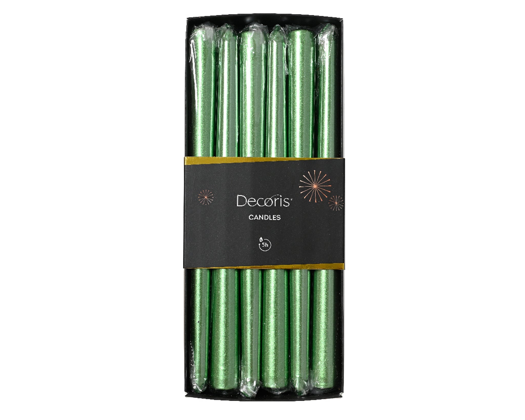 Dinner candle paraffin metallic - green