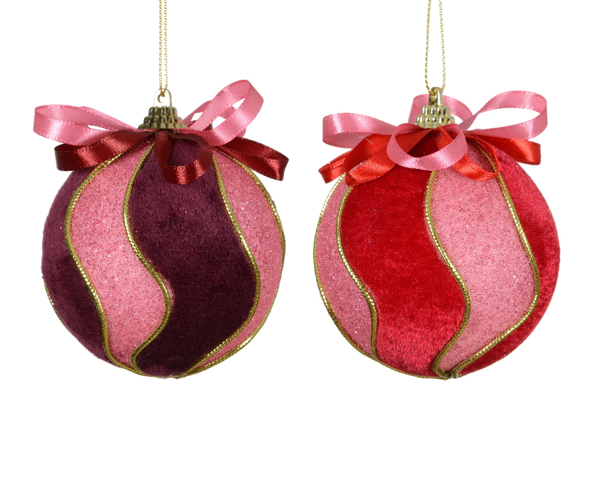 Bauble foam velvet w golden swirl lines 2col ass - assorted