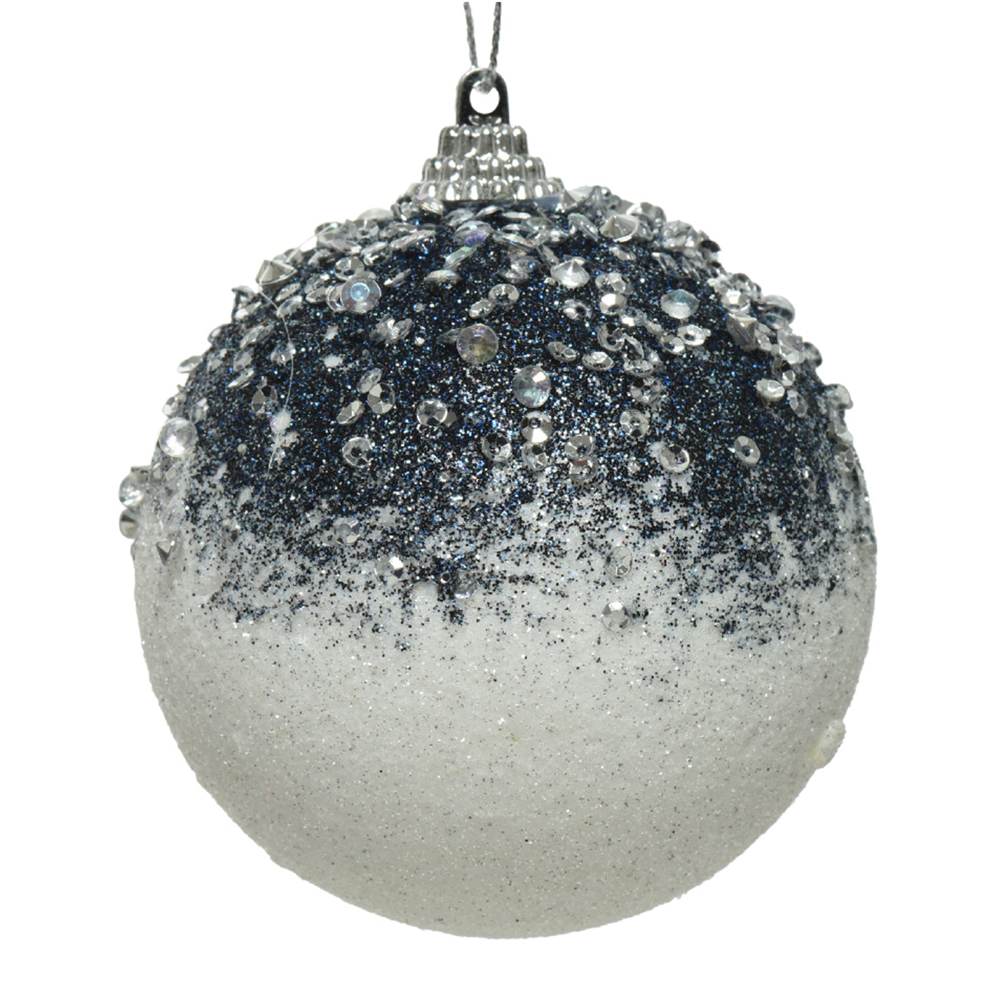 Bauble foam glitter acrylic beads - white/blue