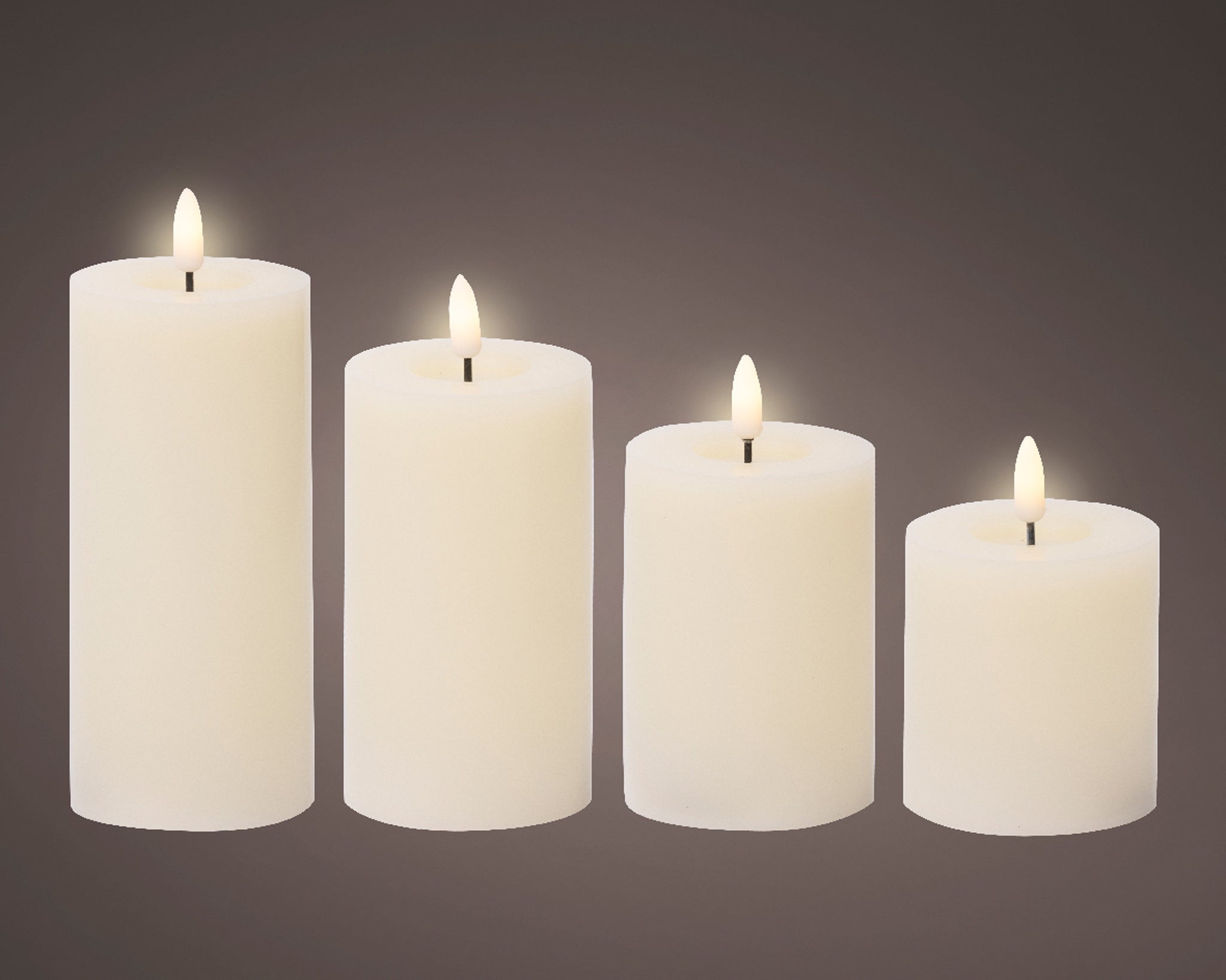 LED wick candle wax flat top w pit fire flame effect BO indoor mix - cream/warm white