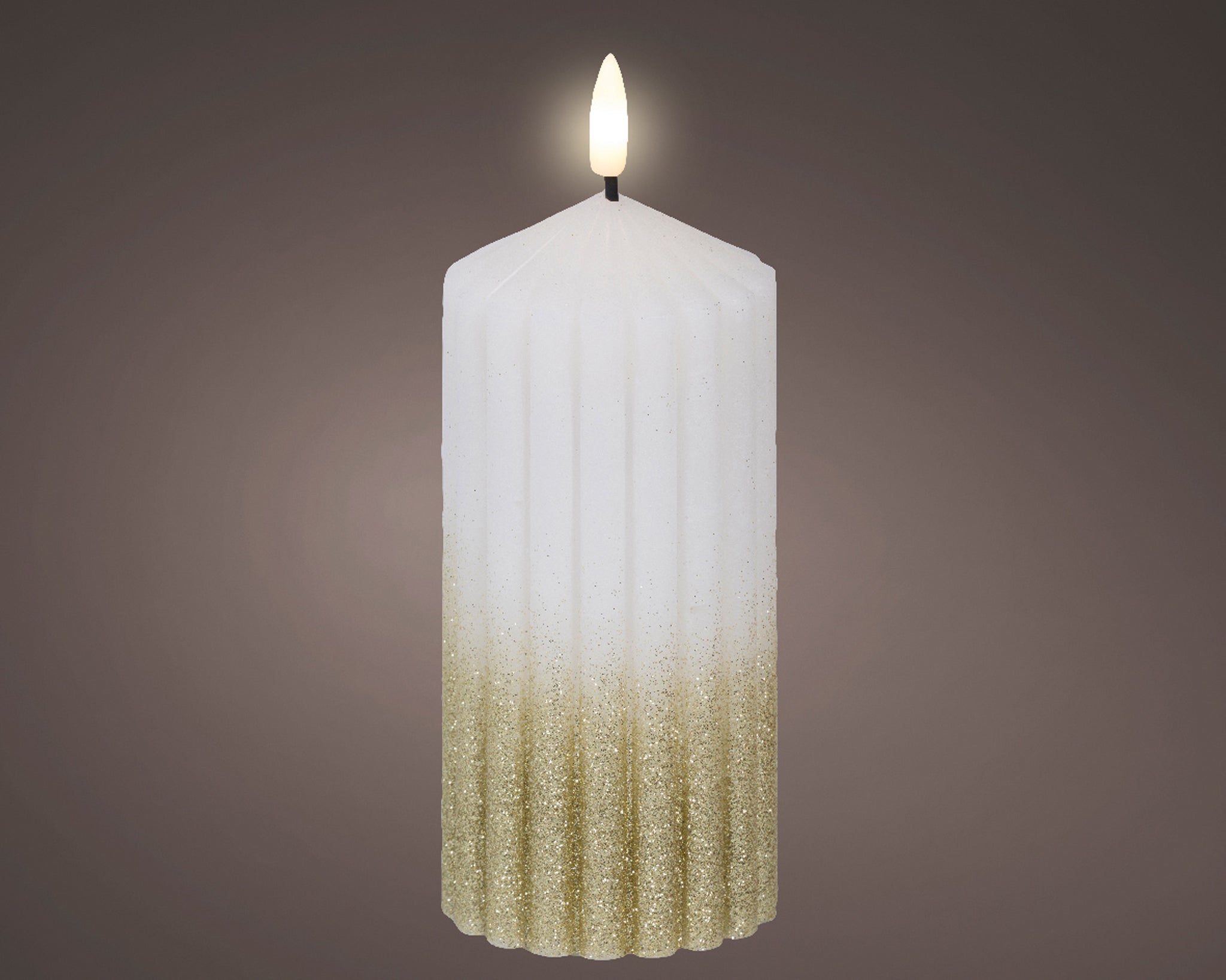 LED wick church candle wax steady BO indoor - white/warm white - dia7cm x H.15cm