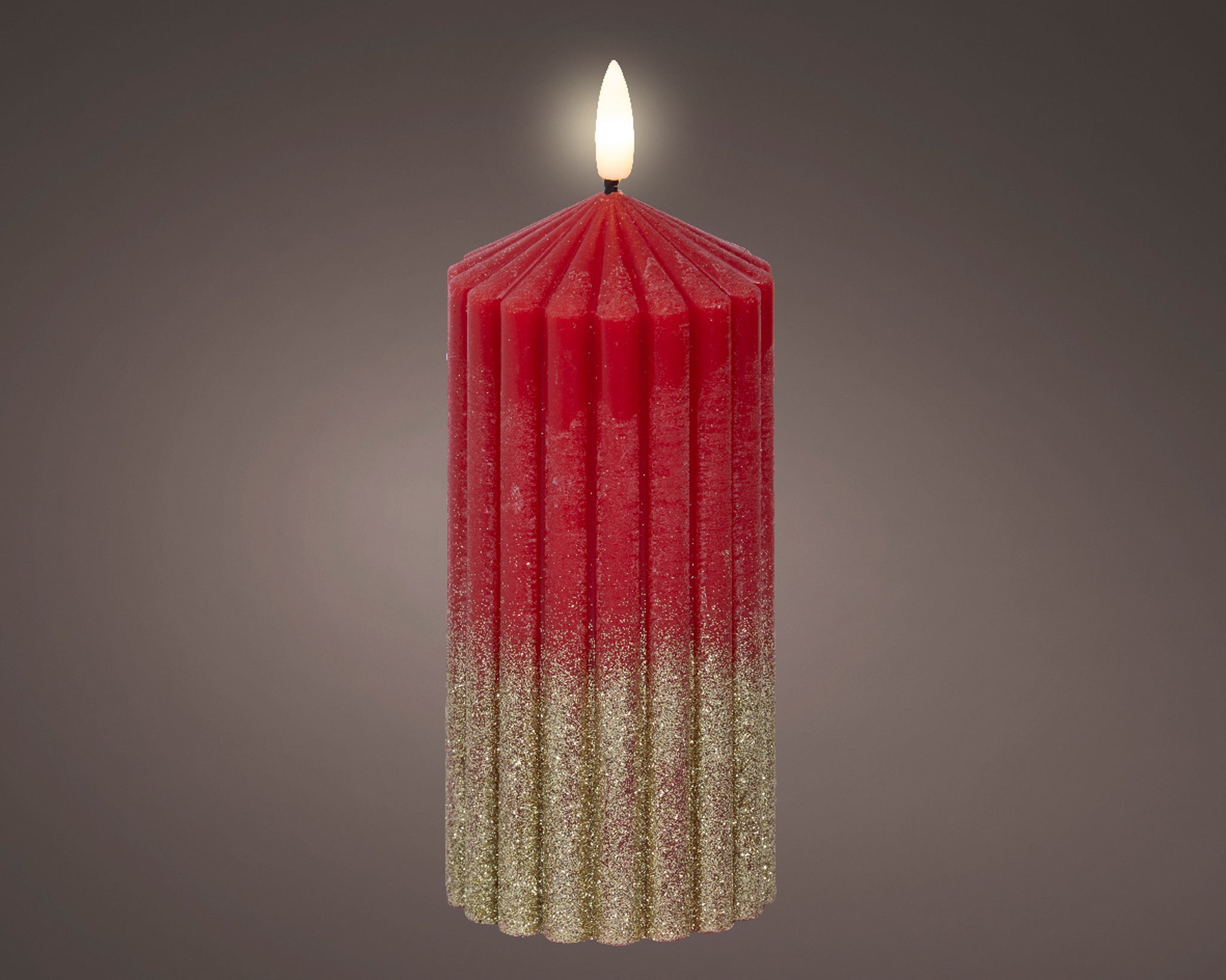 LED wick church candle wax steady BO indoor - red/warm white - dia7cm x H.15cm