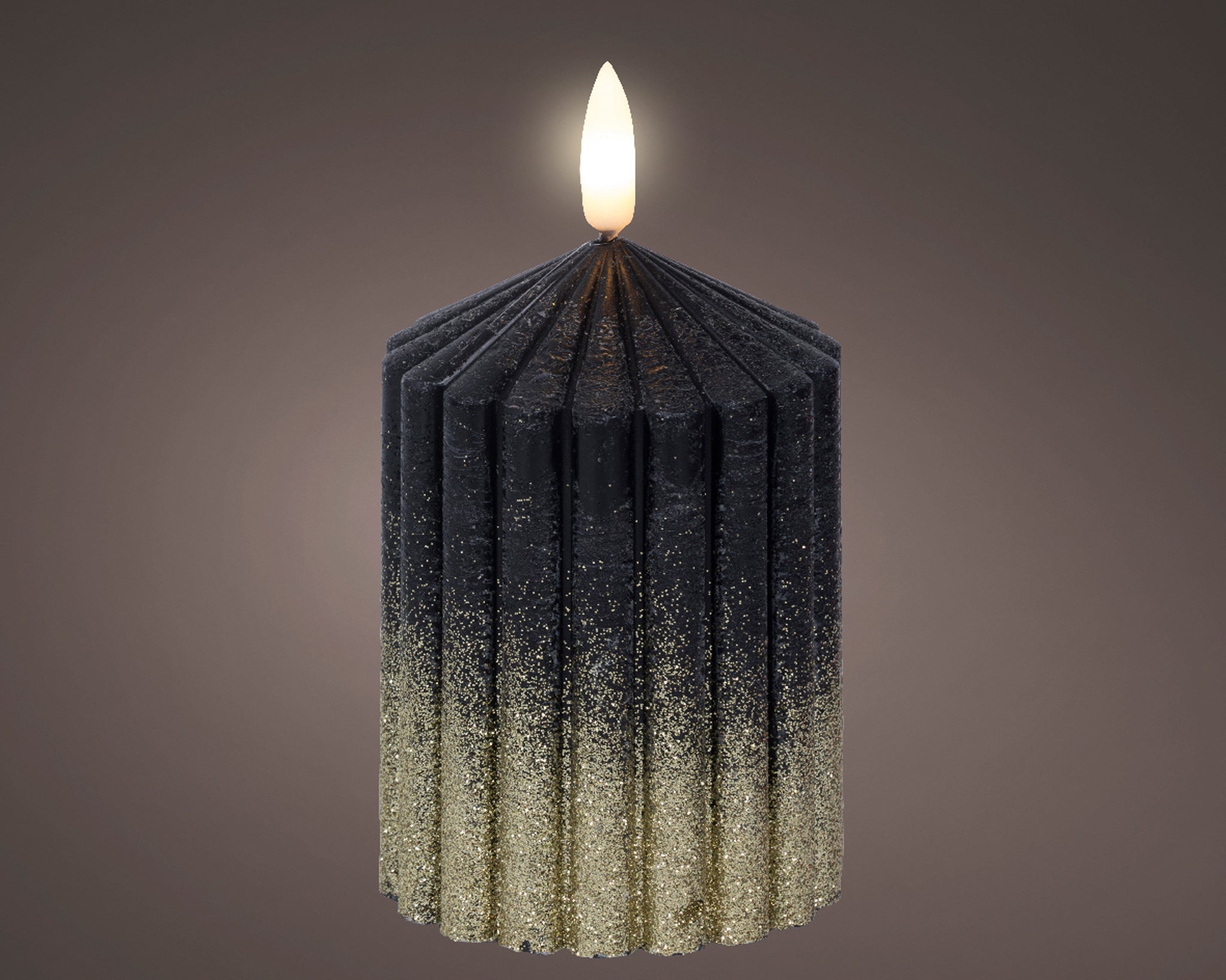 LED wick church candle wax steady BO indoor - black/warm white