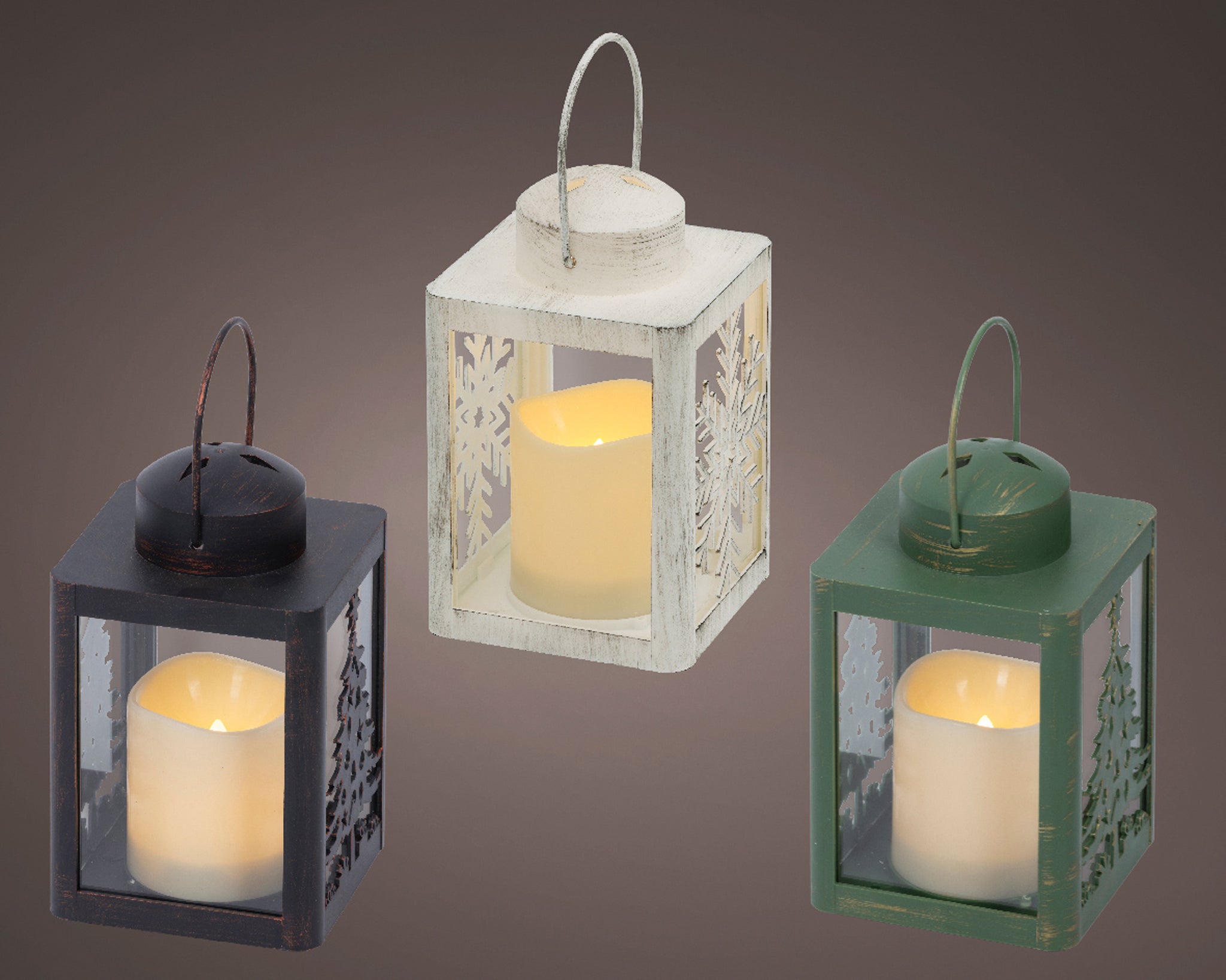LED lantern plastic fire flame effect BO outdoor 3ass - assorted/warm white