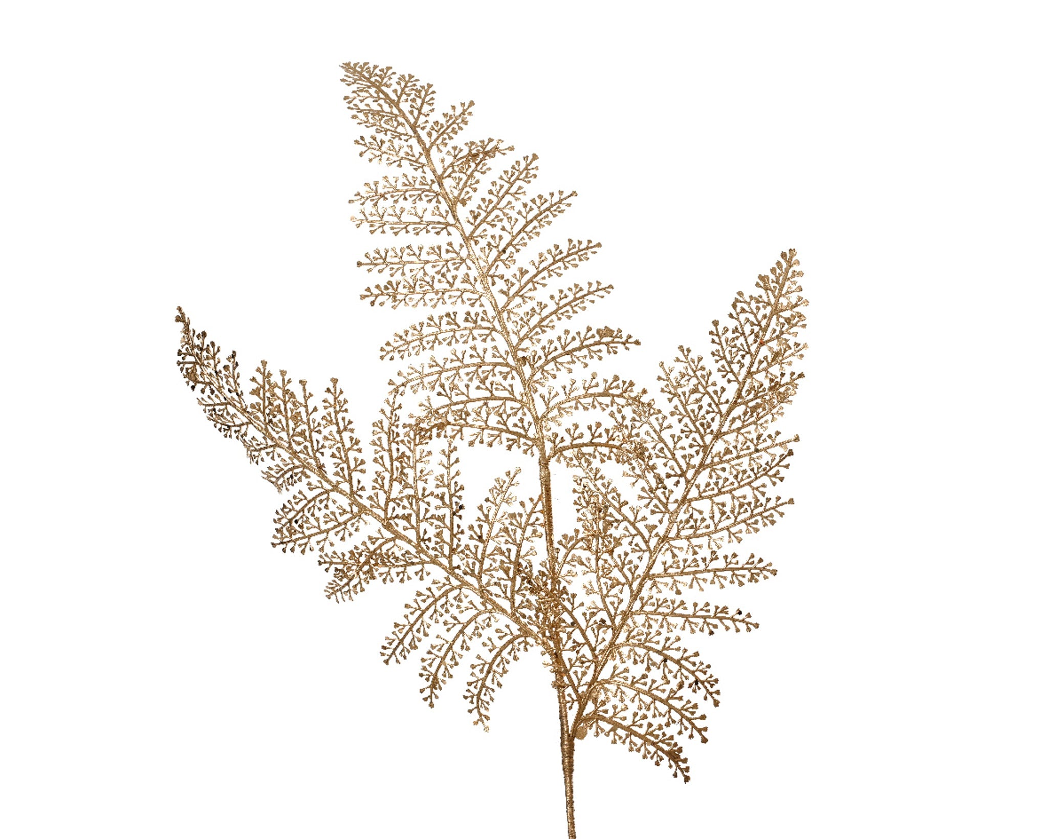 Spray fern on stem plastic - gold