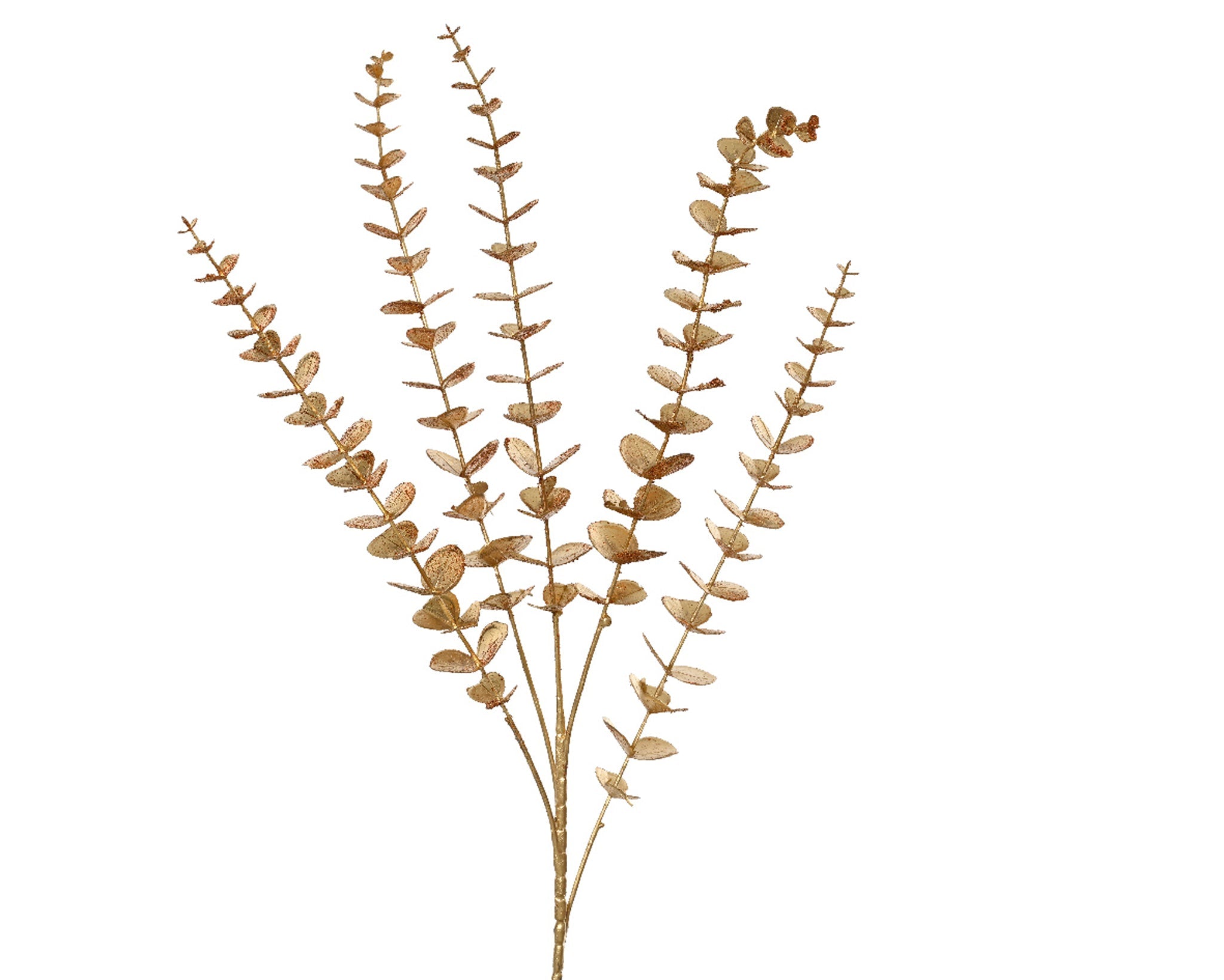 Spray eucalypthus on stem plastic gold finish - gold