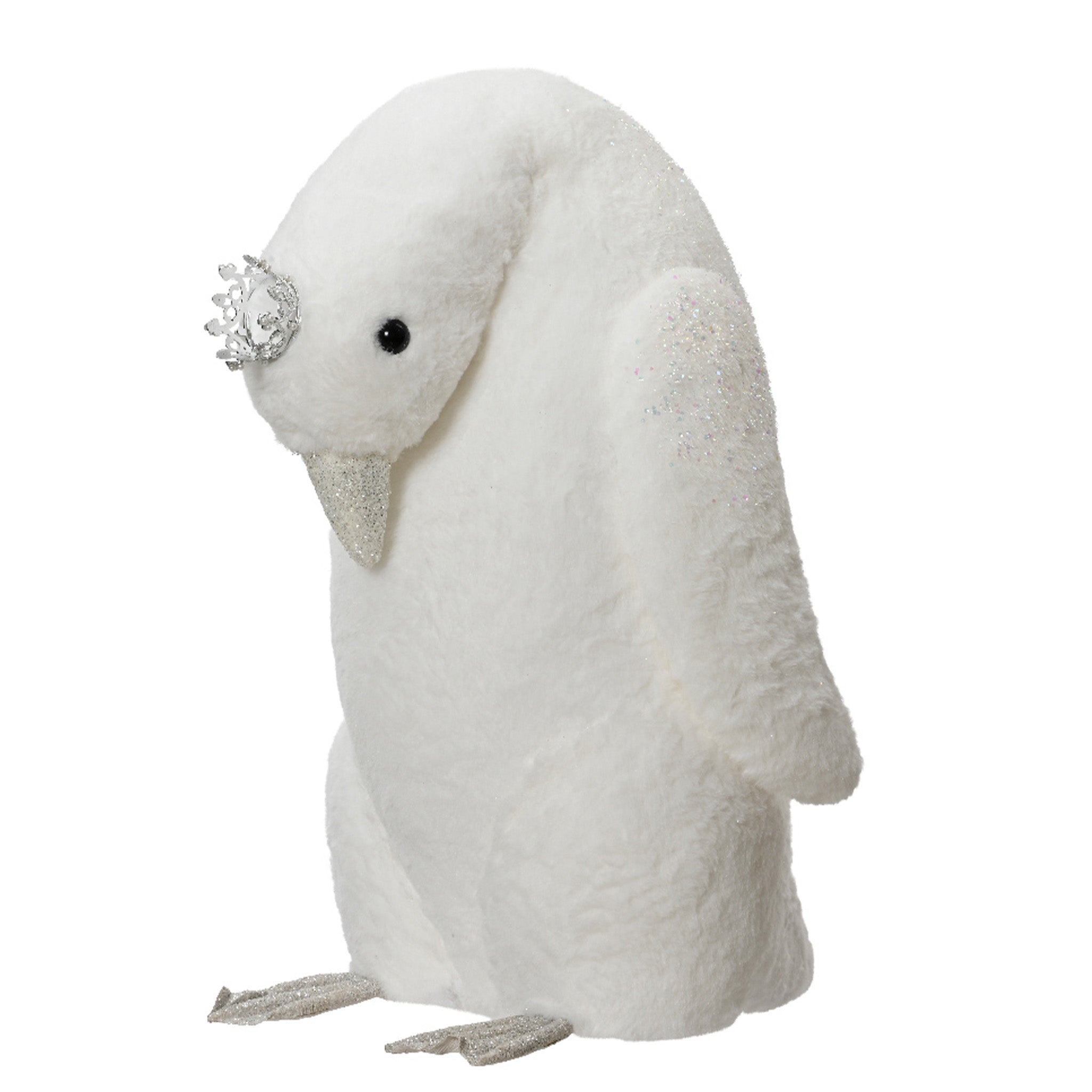 Penguin polyester glitter strass stone glitters on the back, with crown and glitters  white - L.41cm x W.41cm x H.64cm