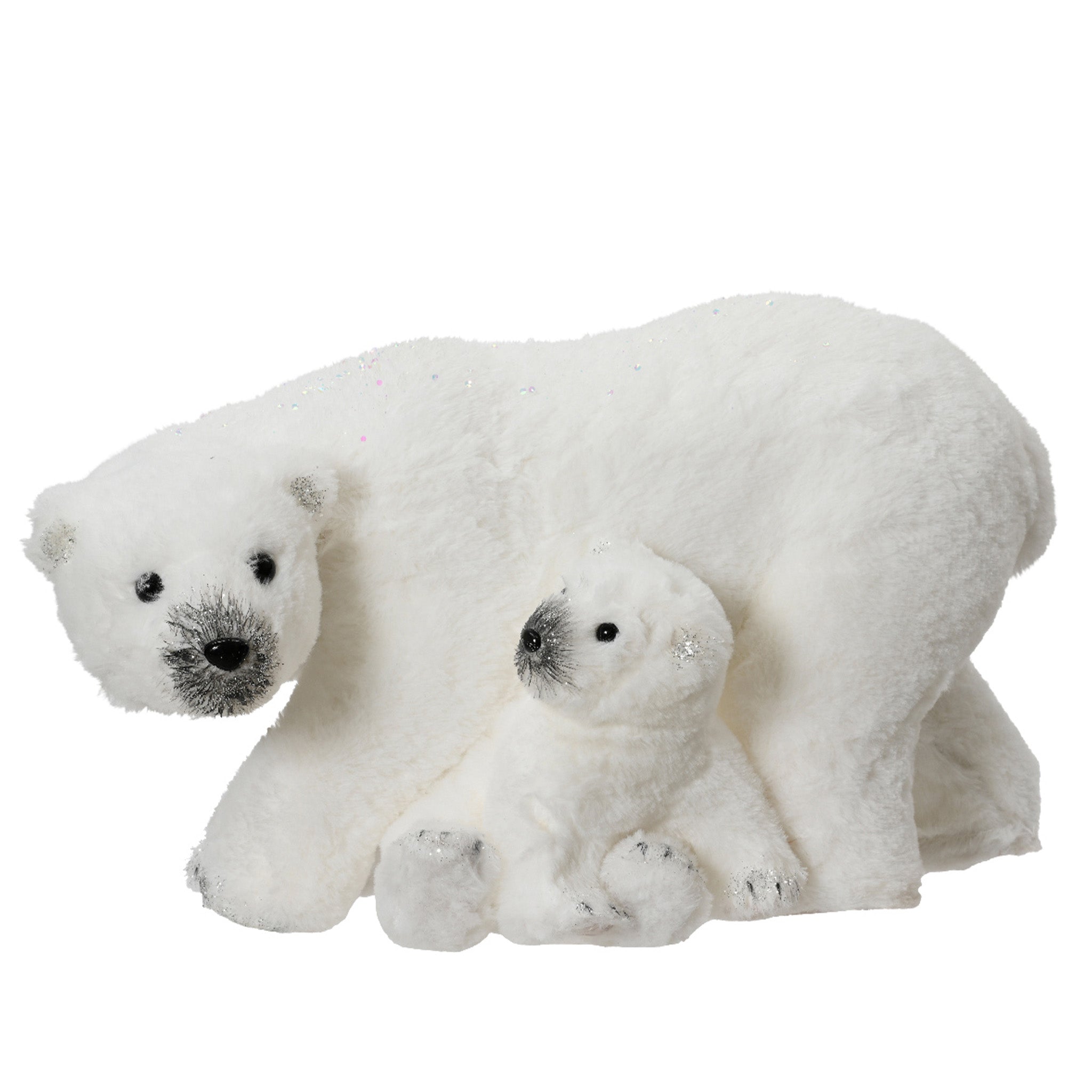 Bear artificial fur glitters  white - L.24cm x W.49cm x H.27cm