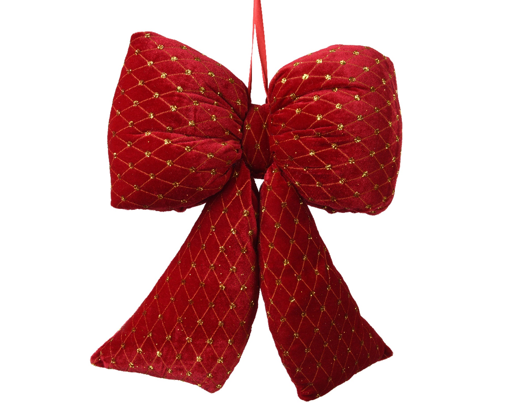 Bow polyester velvet gold spangles - red small