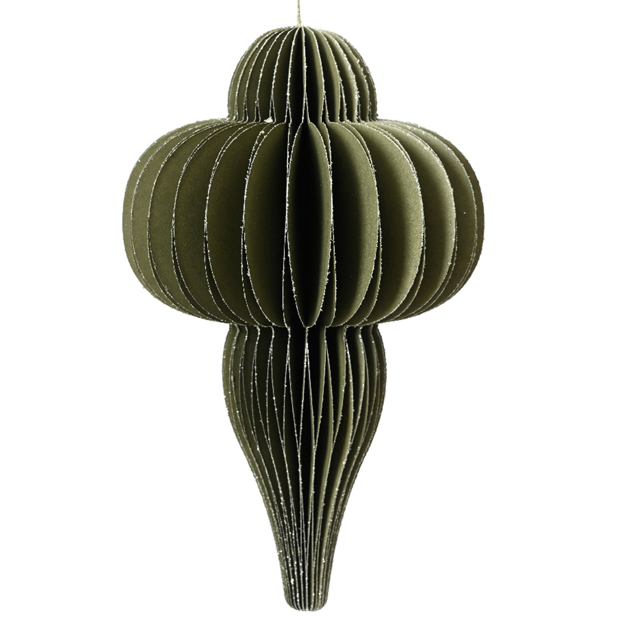 Ornament paper champagne painted edge magnet closure fsc 100%  green - dia4.8cm x H.8cm