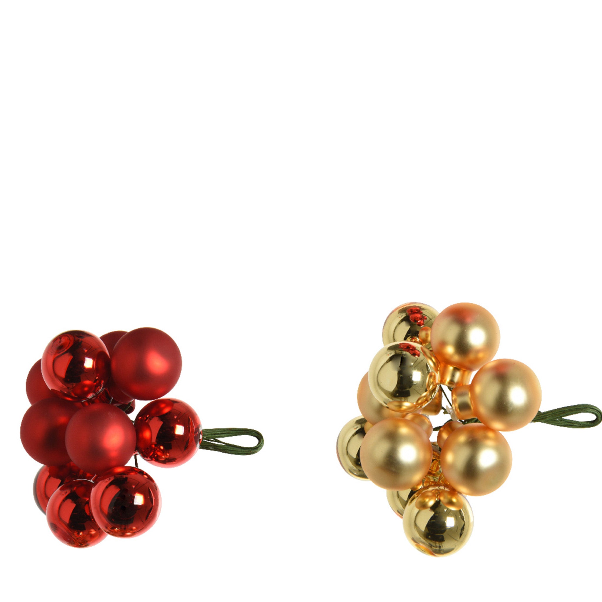 Baubles on wire glass shiny, matt mix - red/gold