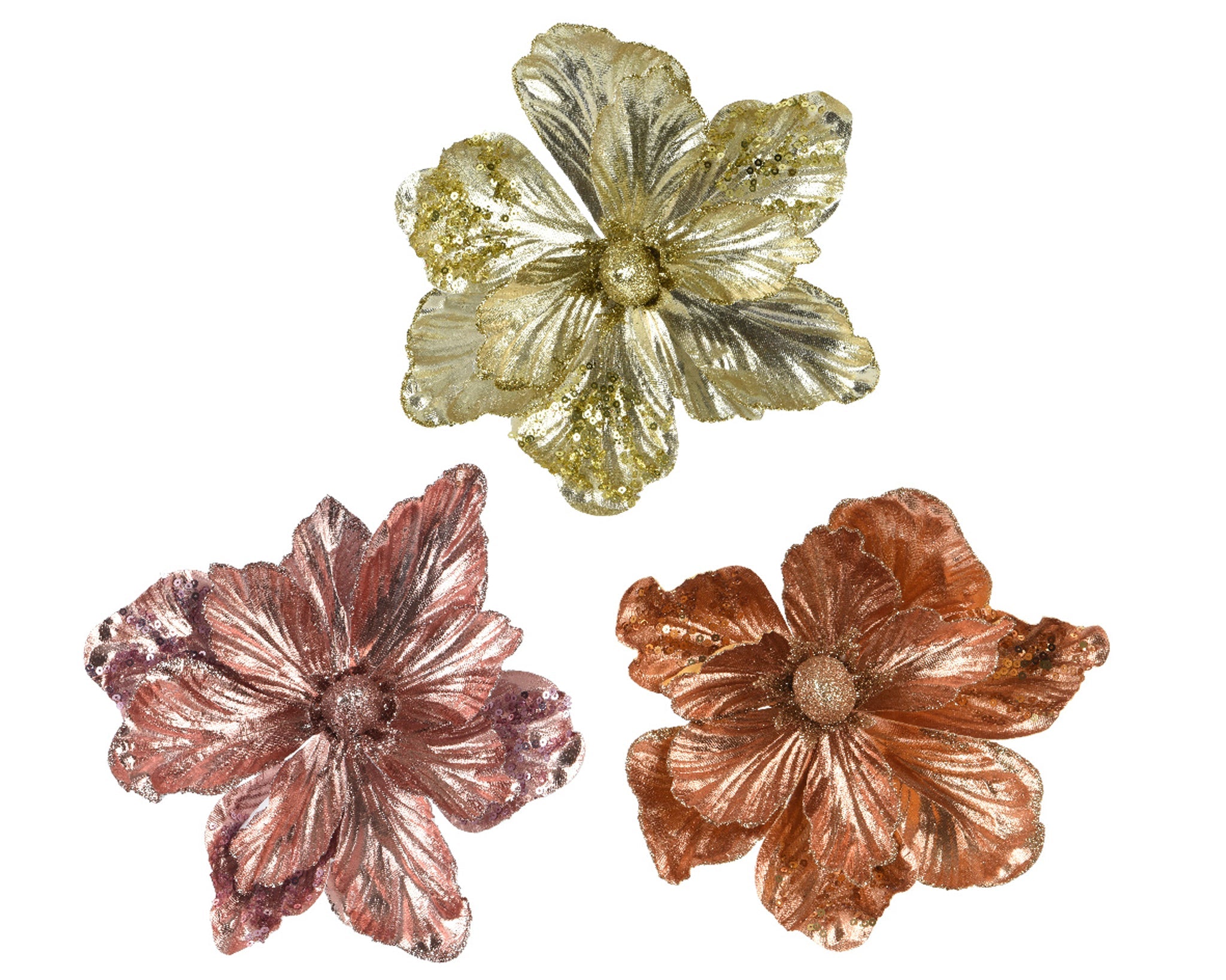 Magnolia polyester glitter center w sequin petal 3col ass - assorted