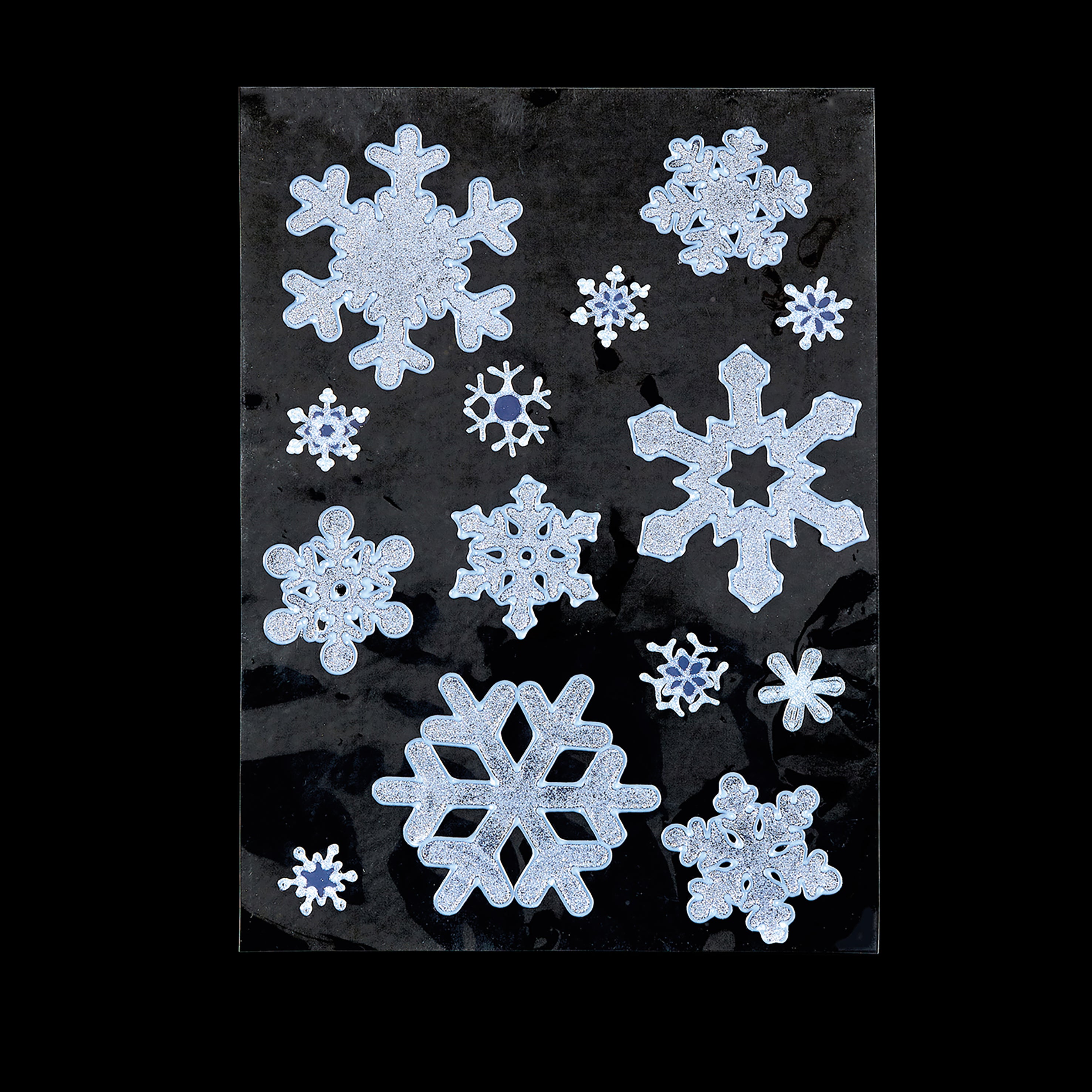 14pc Snowflake Window Sticker Set 2 Asst