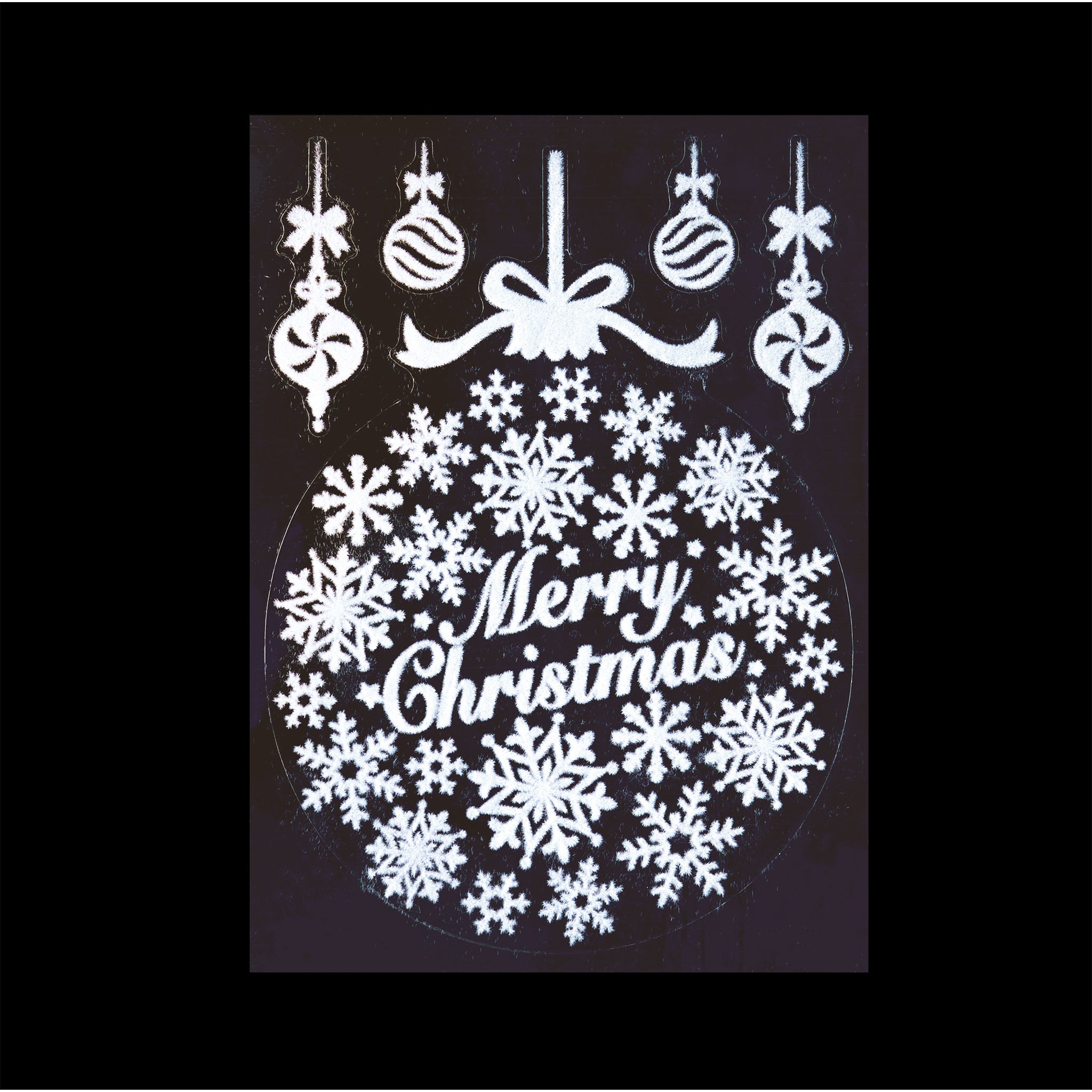 29.5 x 40cm MERRY CHRISTMAS Snowflake Bauble Window Sticker