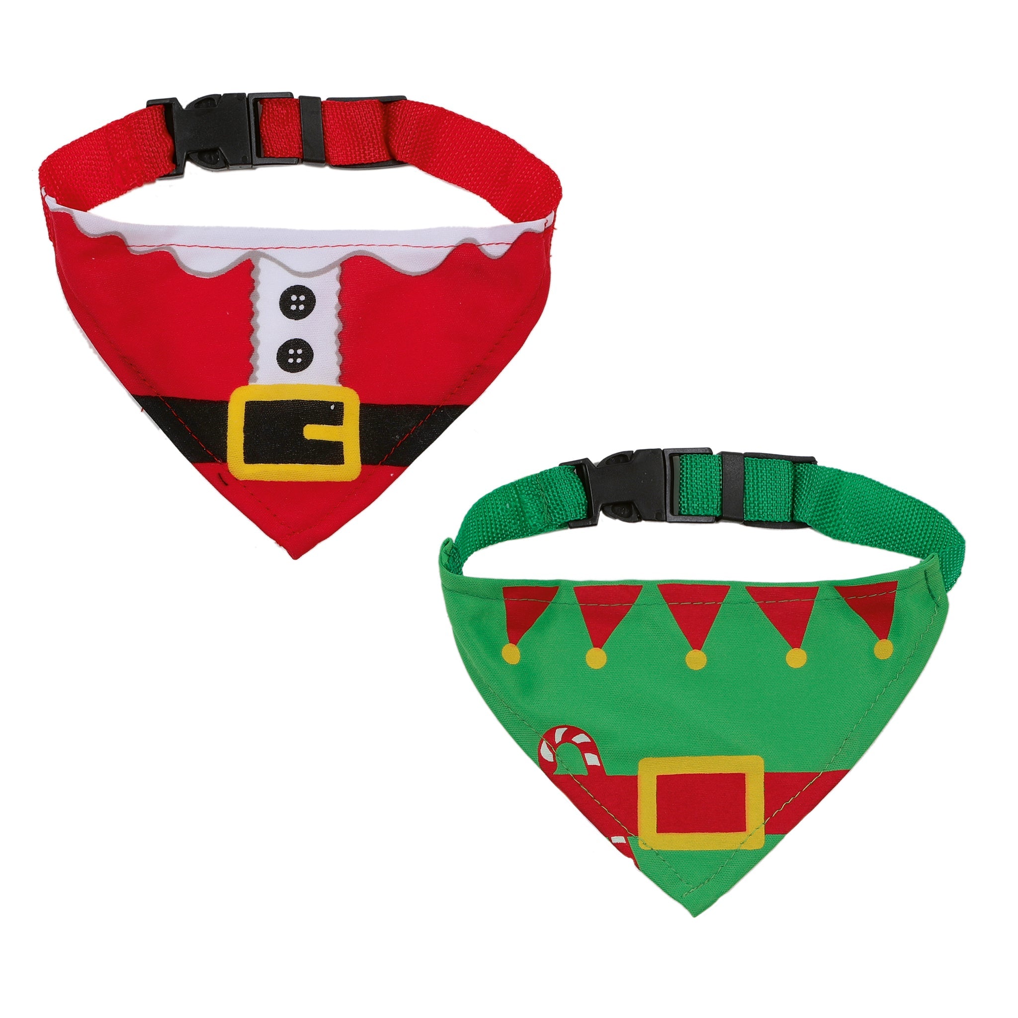 41cm Pets Christmas Bandana 2  Asst Santa - Elf