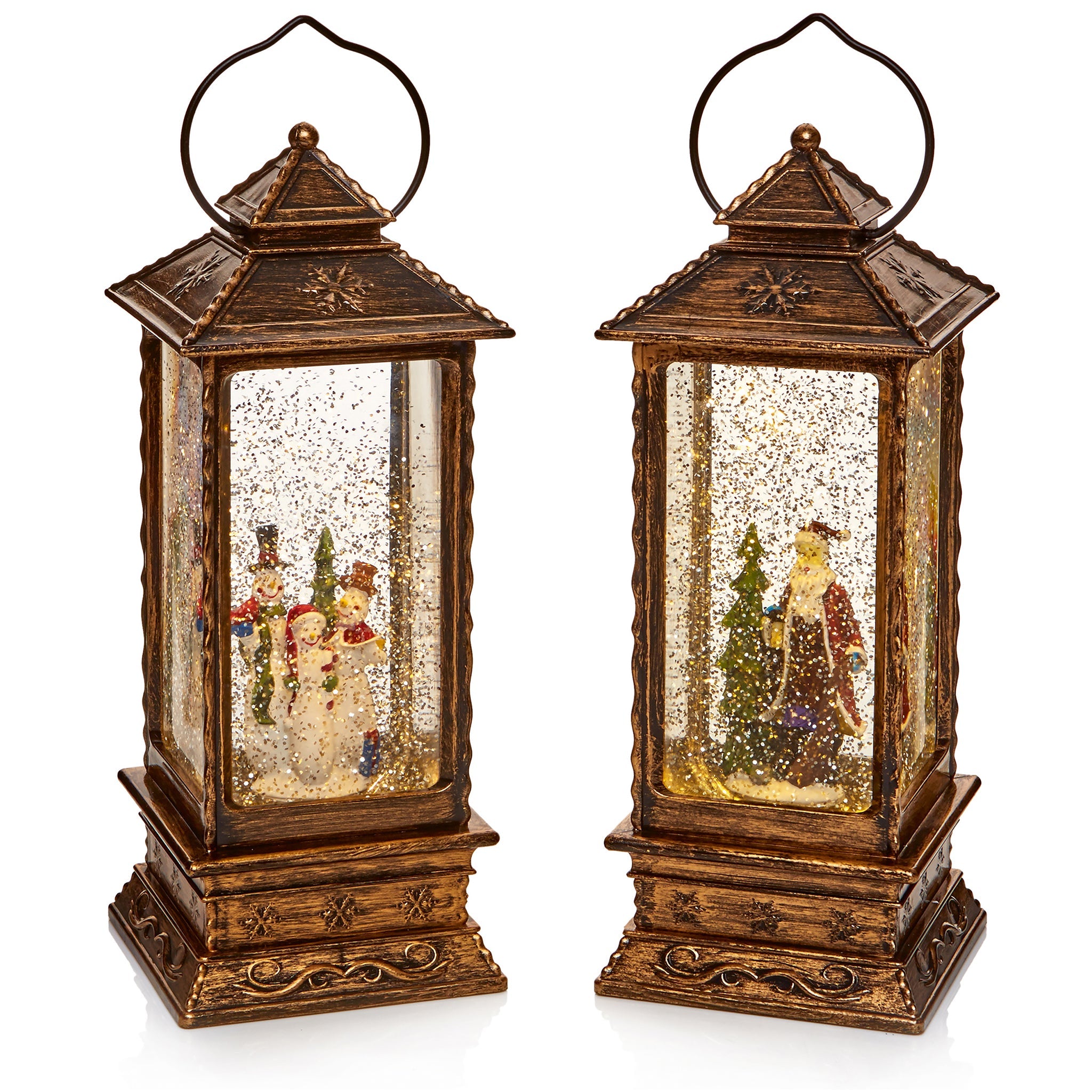 27cm Oblong Lantern Water Spin Santa Sman Vol Dl