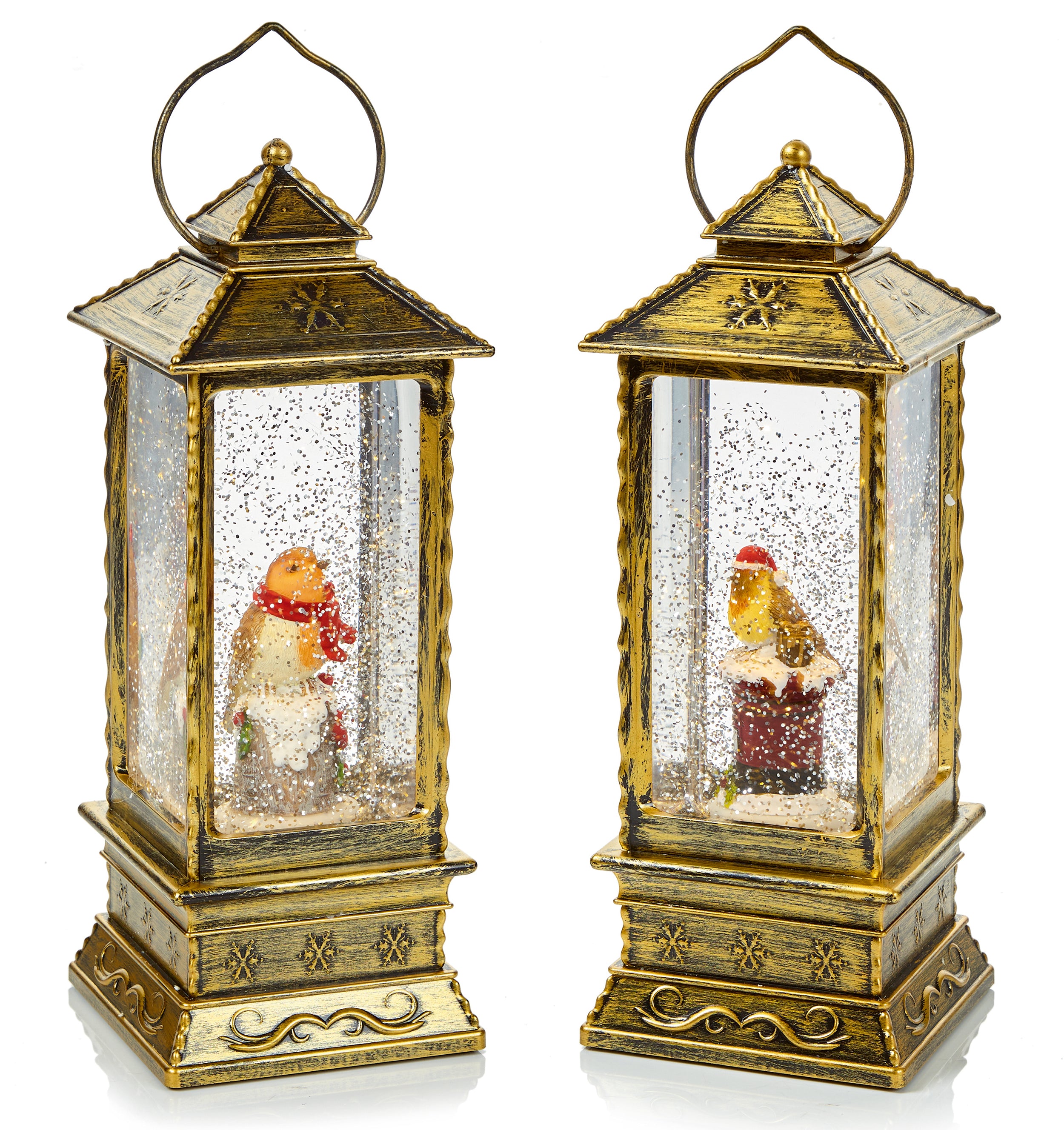 @24pc 28cm Rotating Glitter Spinner with Robins 2 Asst