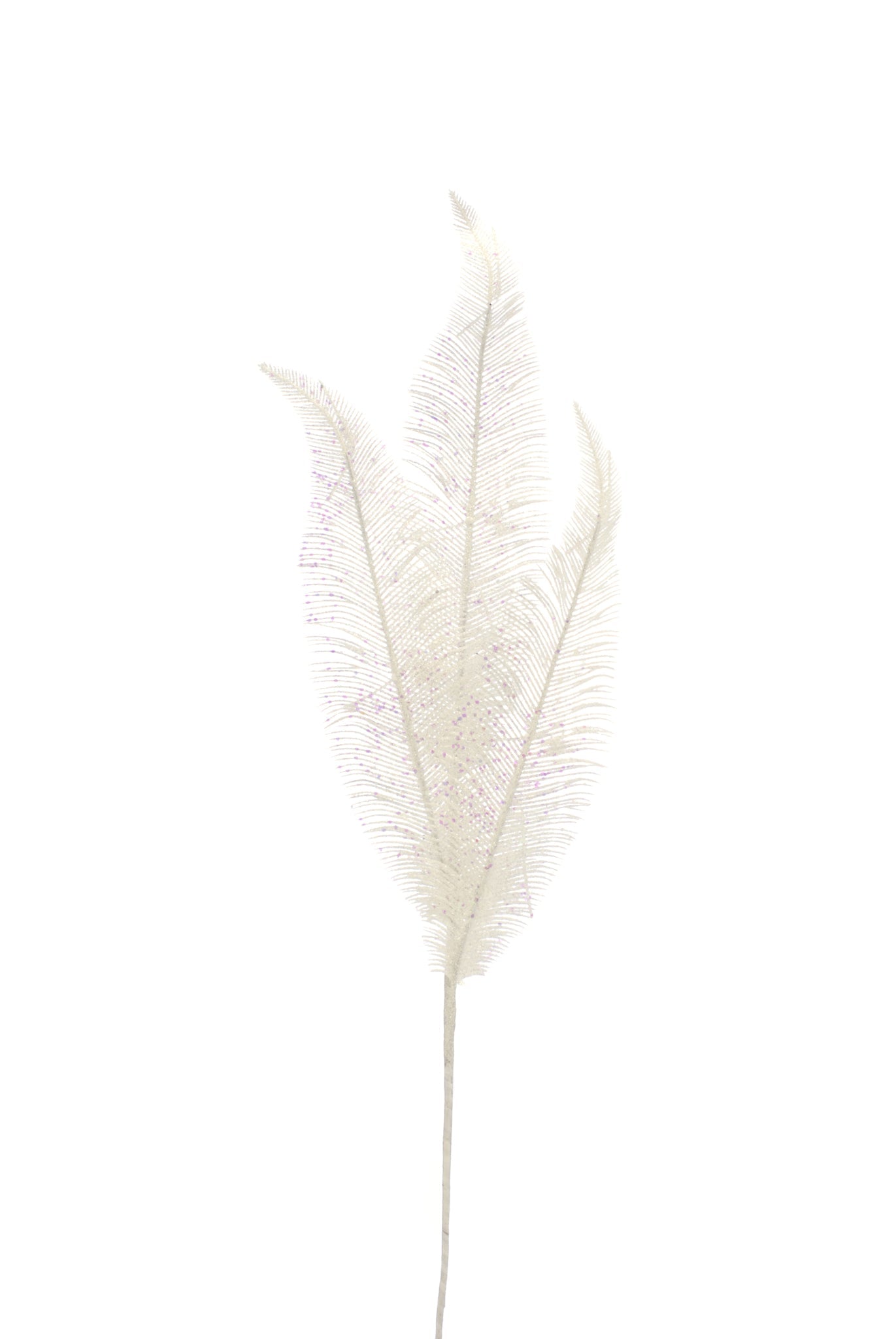 84cm white glitter feather x 3 spray
