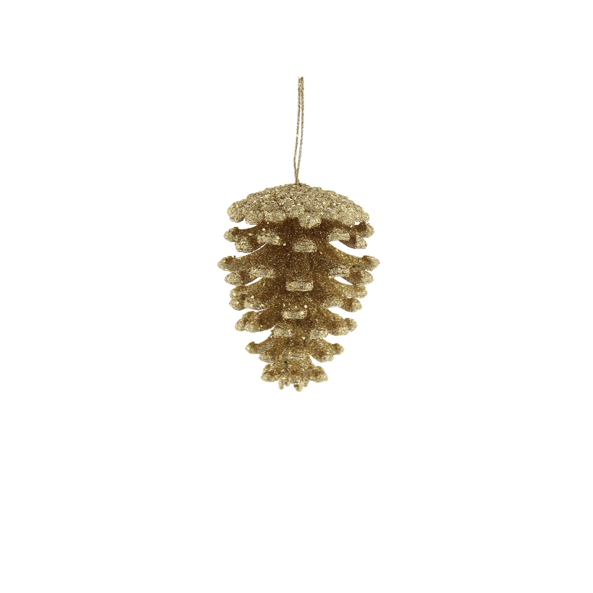 7.5cm gold glitter pinecone hanging decoration