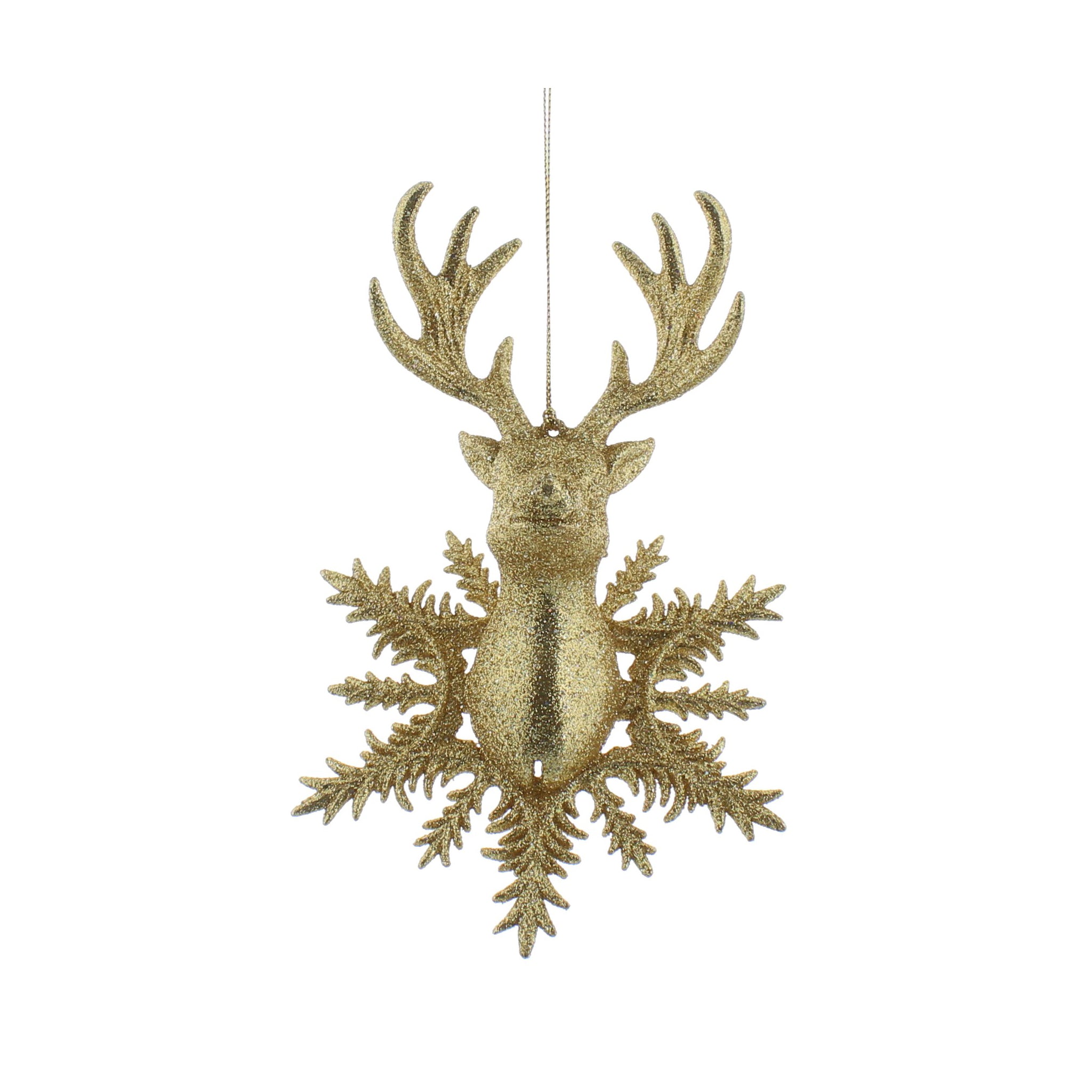 18cm gold glitter acrylic deer on snowflake