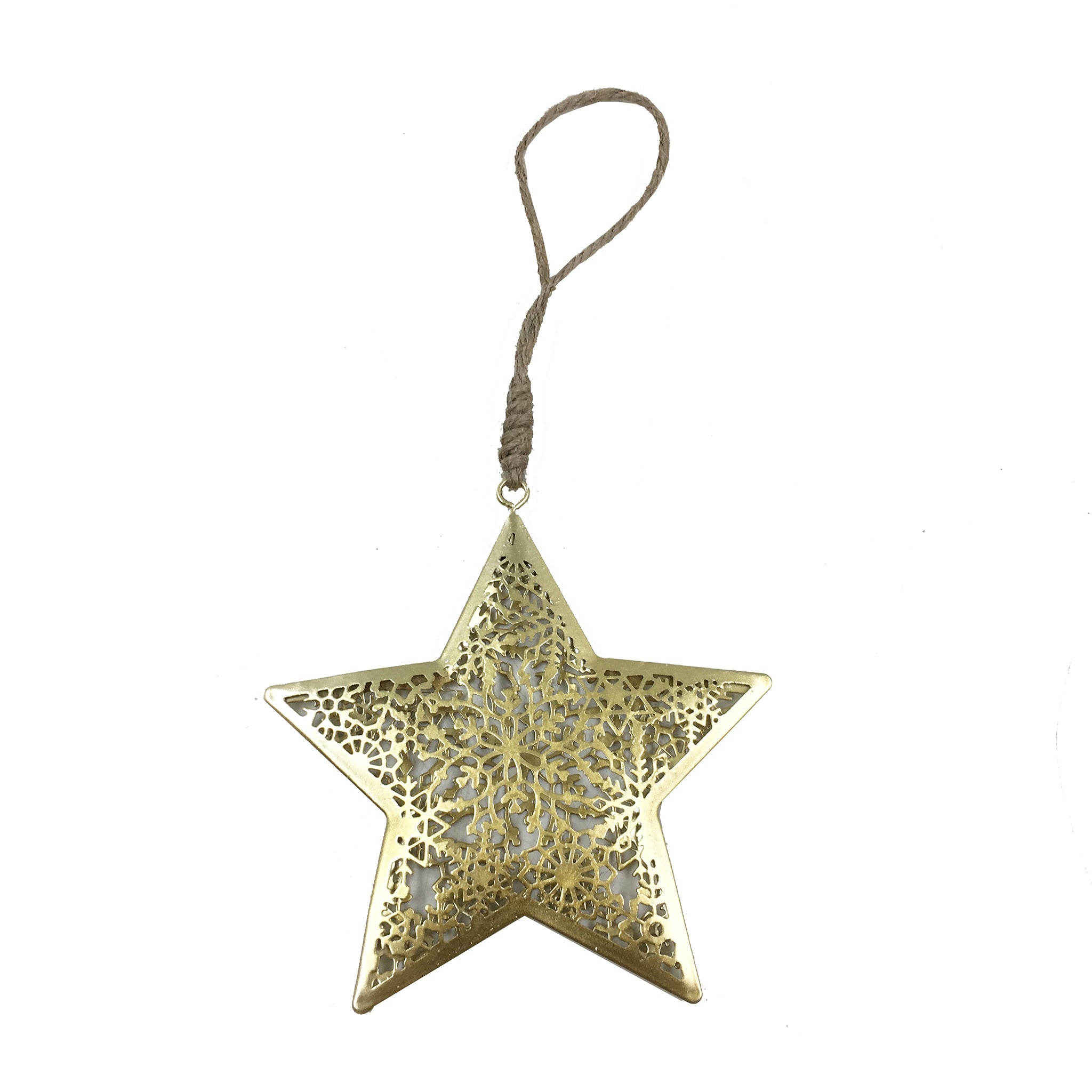 12cm gold metal star with snowflake