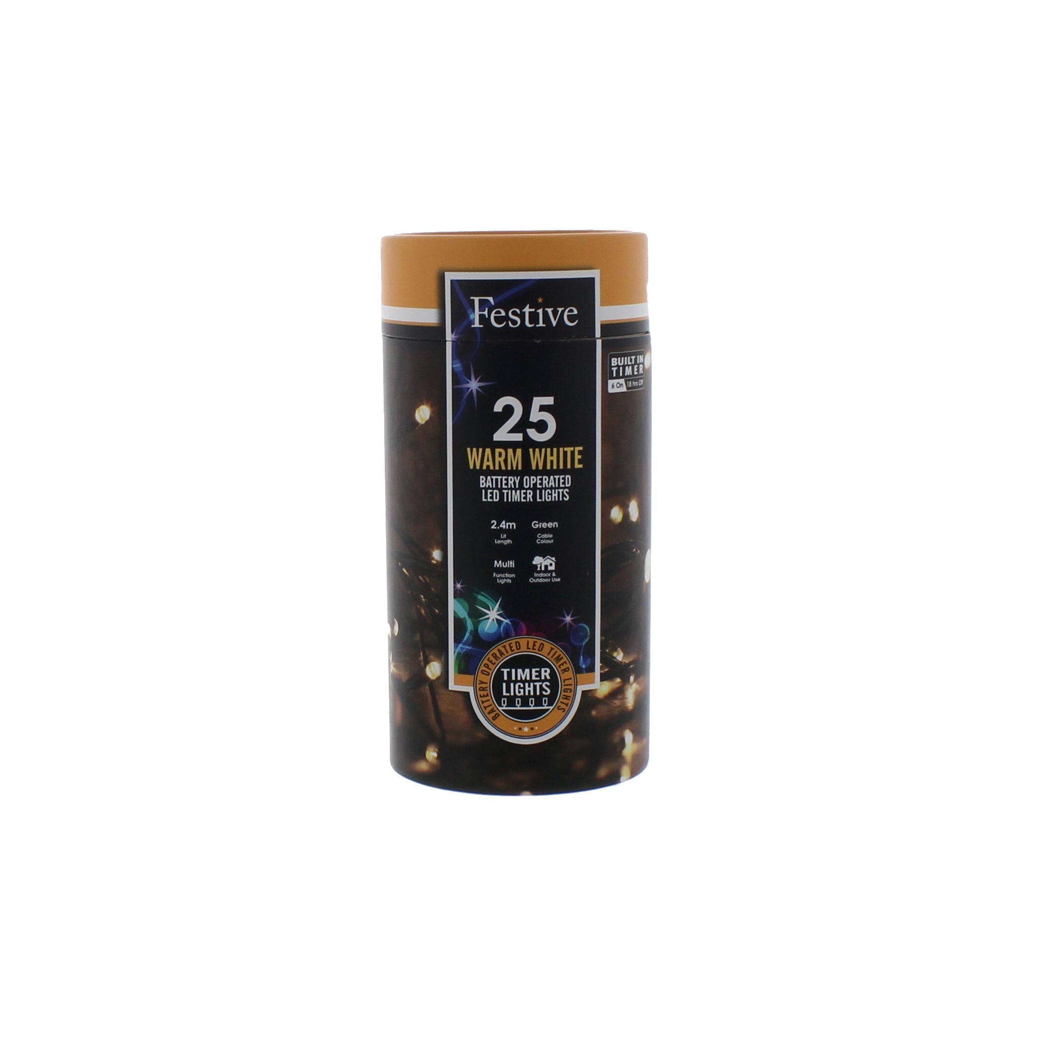 battery operated timer string lights - 25 warm white led lights