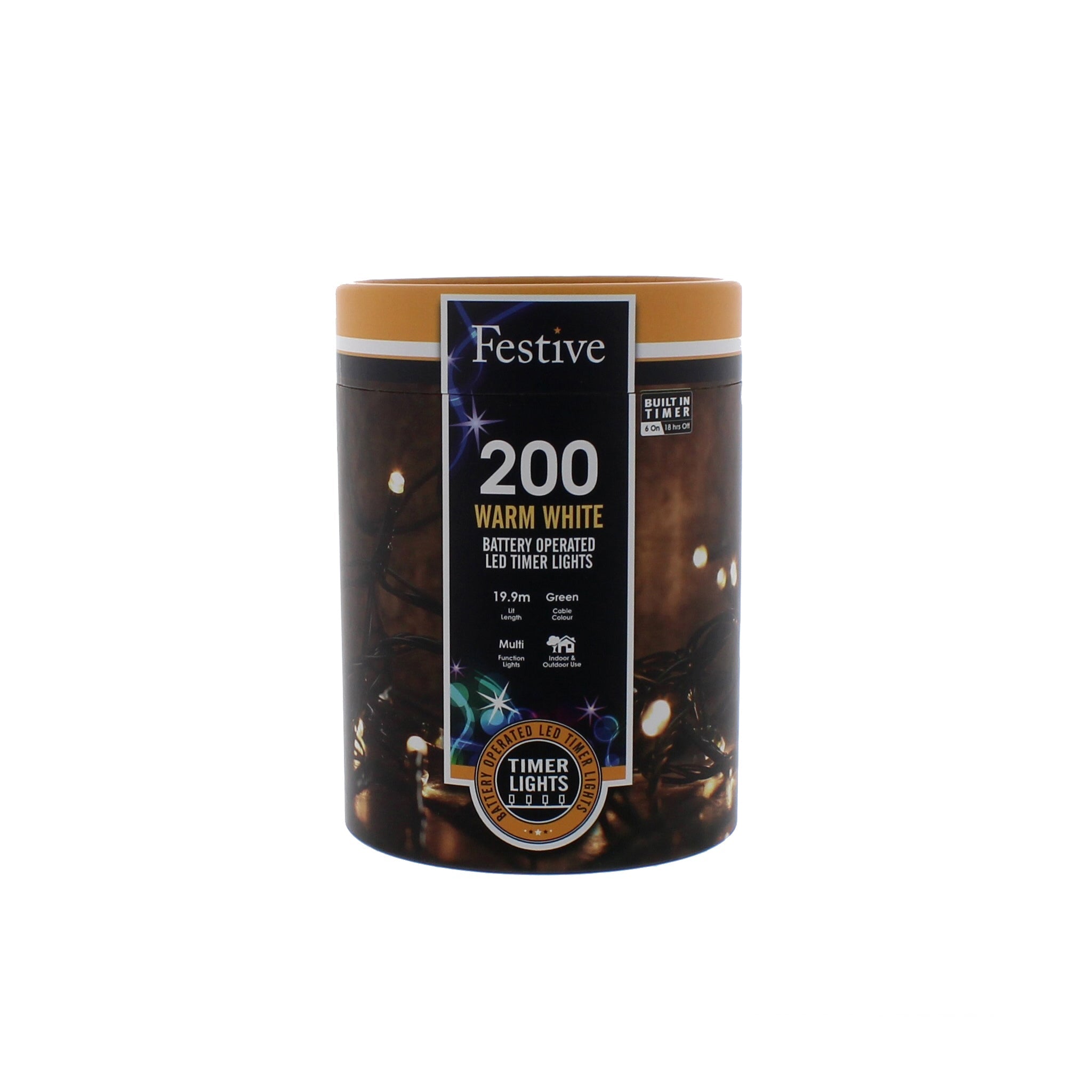 battery operated timer string lights - 200 warm white led bulbs