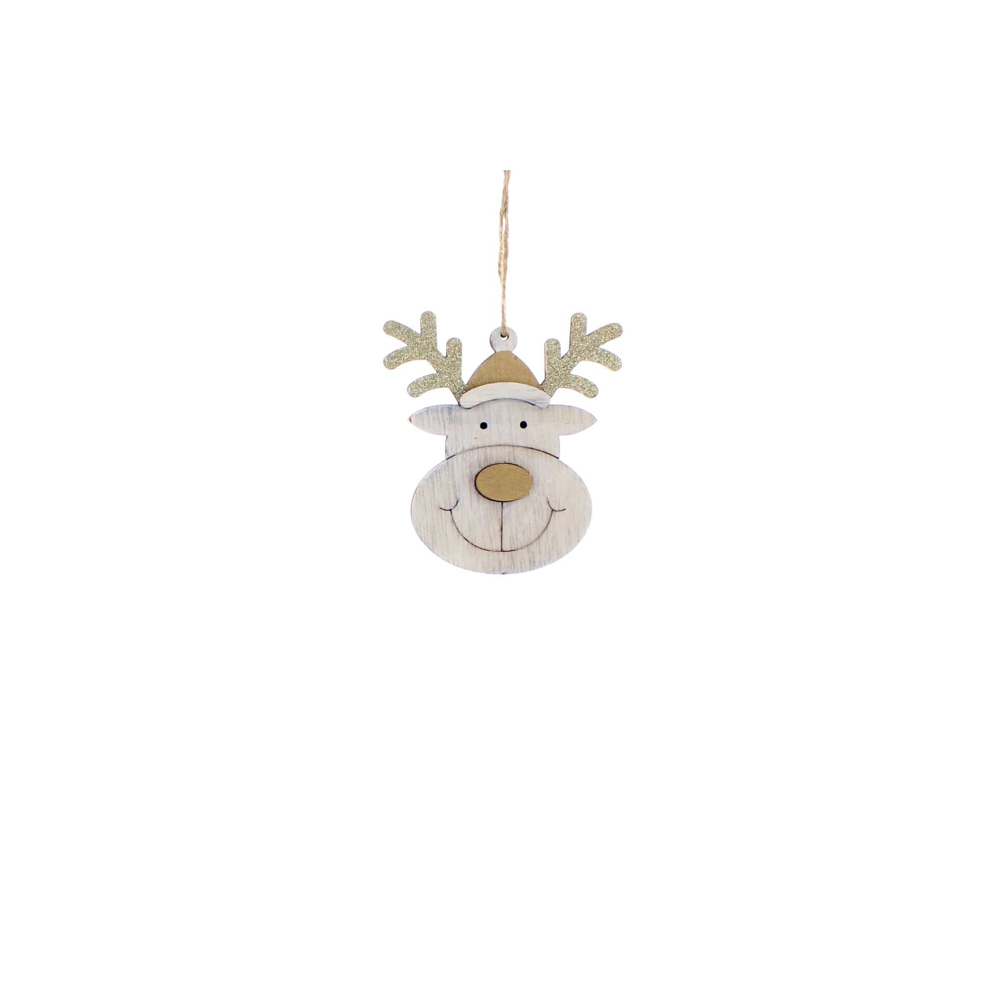 10cm white and gold wooden reindeer head