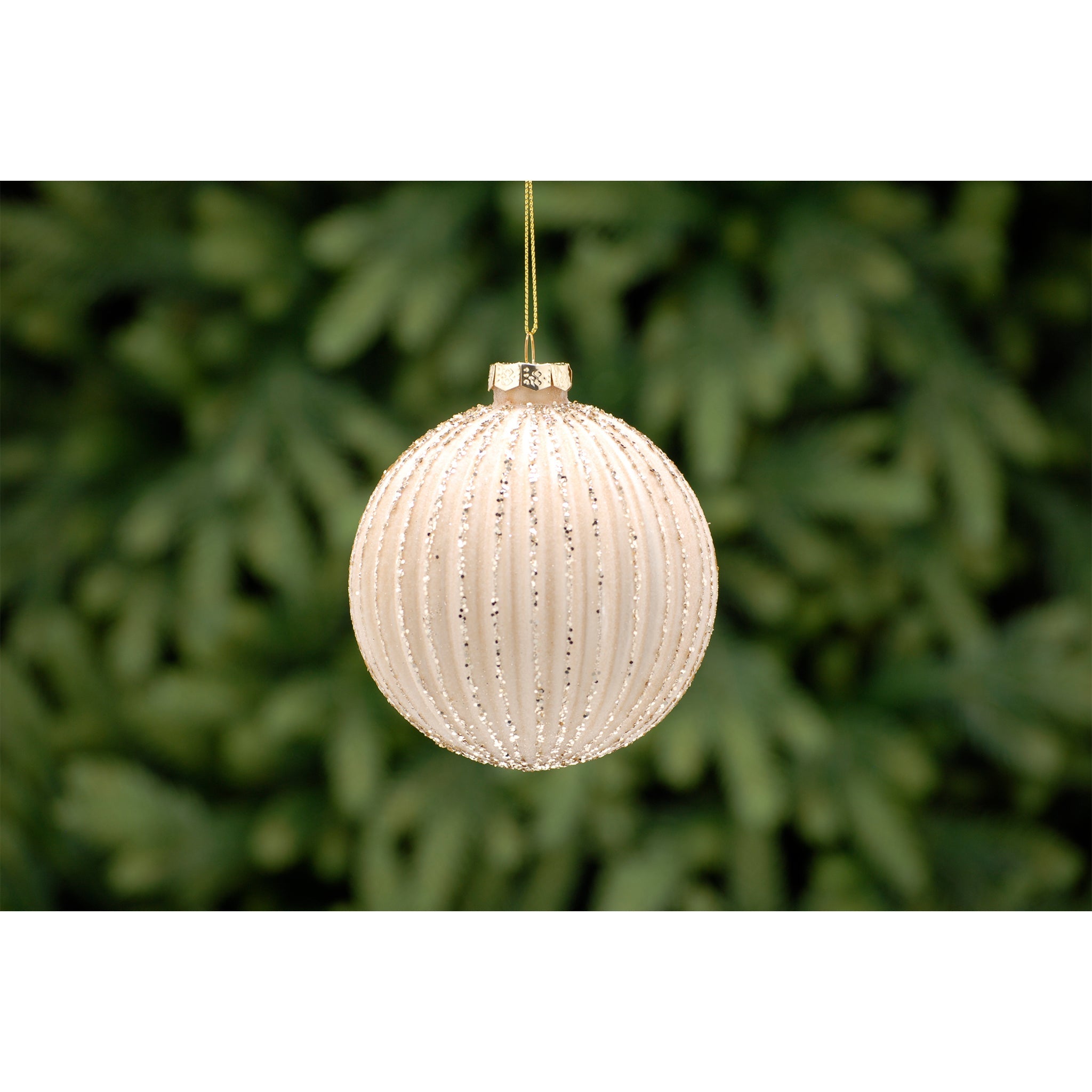10cm matt gold - gold glitter segment glass ball