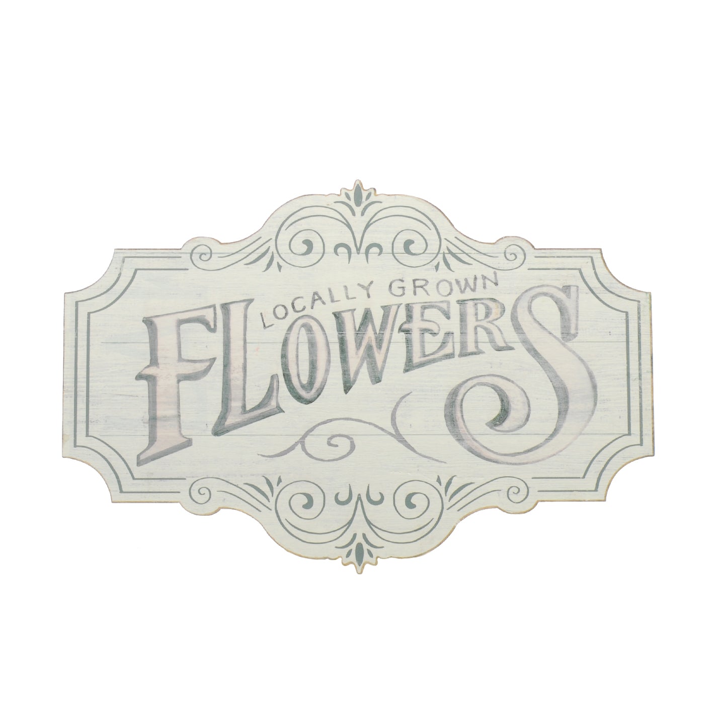 59cm LOCALLY GROWN FLOWERS wooden wall sign