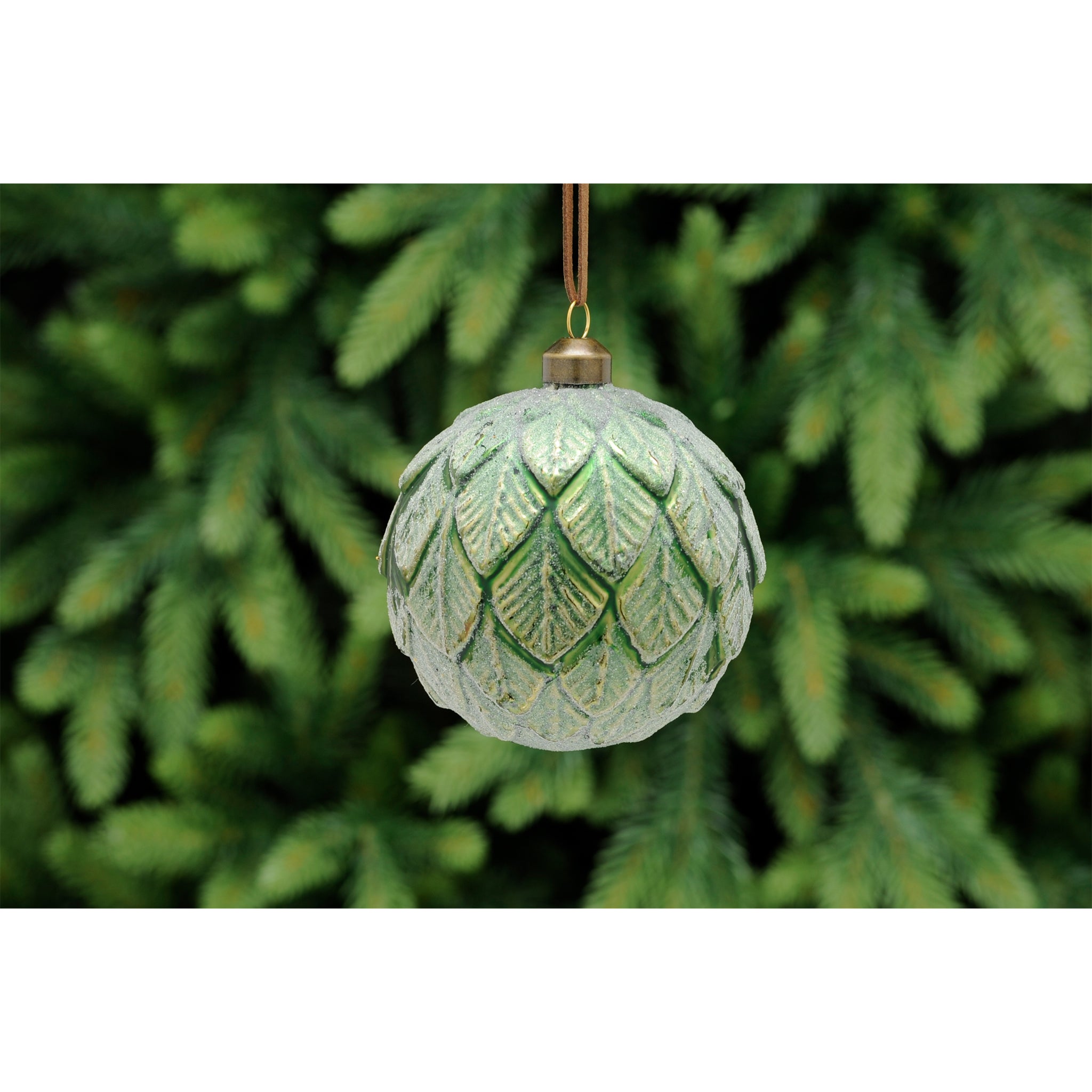 10cm green leaves glass ball