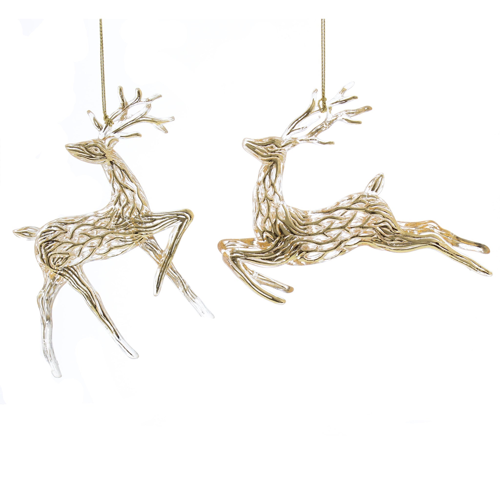 13cm 2 asstd hanging clear gold reindeer