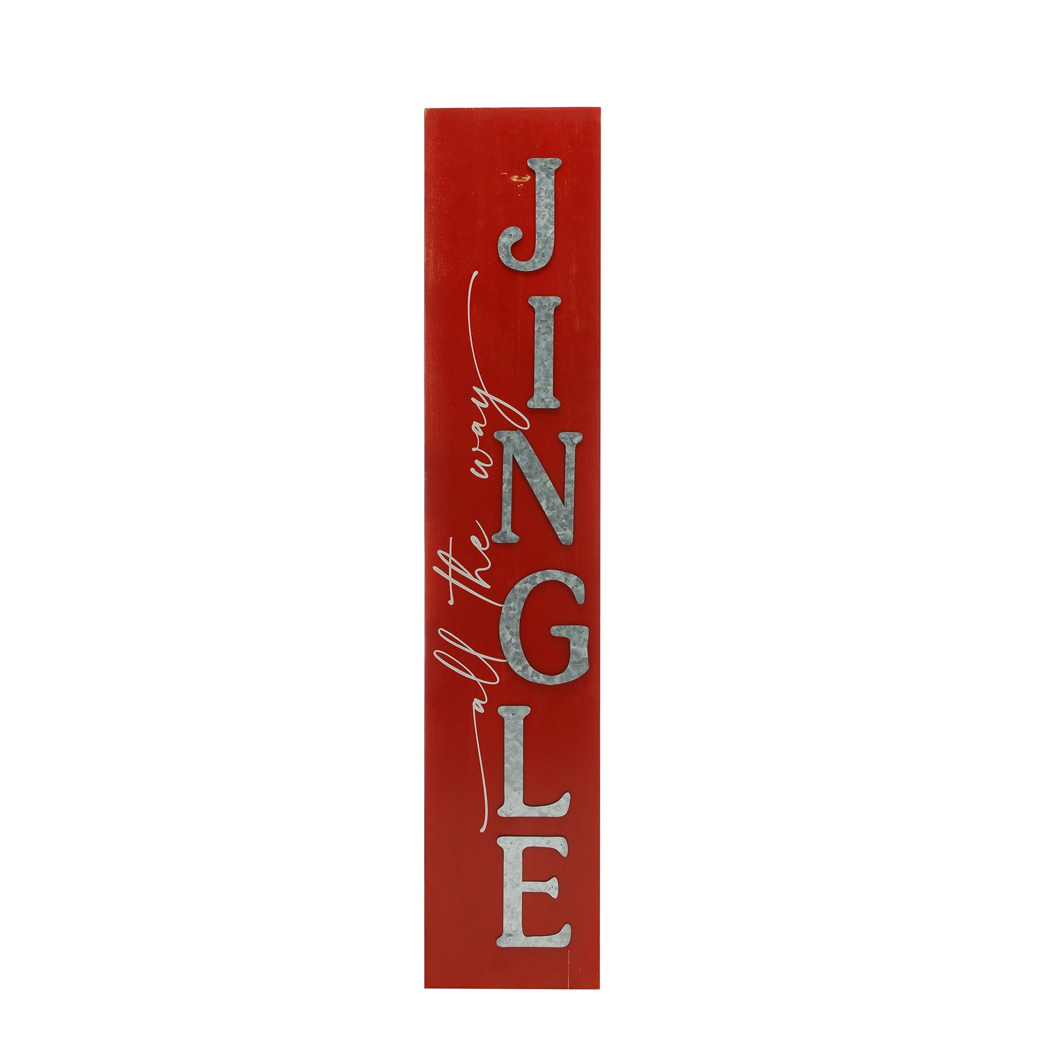 120cm wooden red/silver JINGLE ALL THE WAY sign