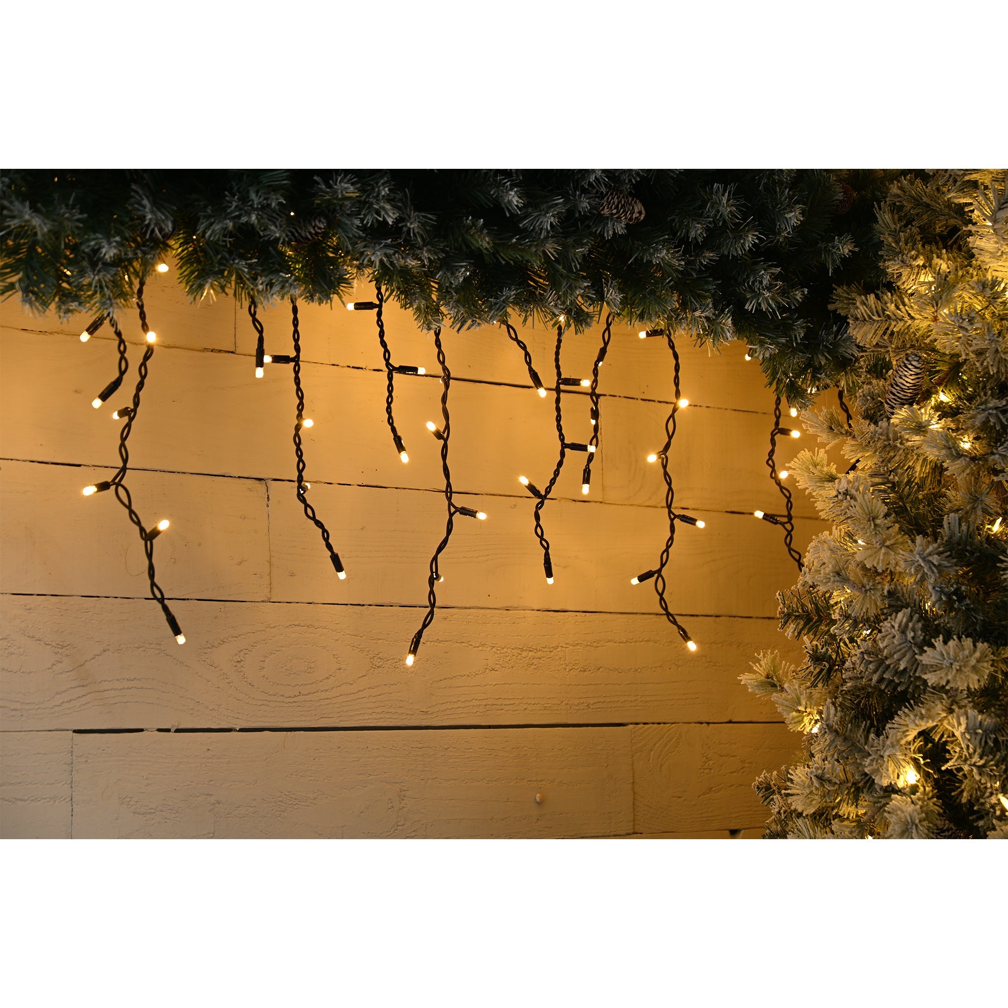 100 warm white connectable led icicle lights