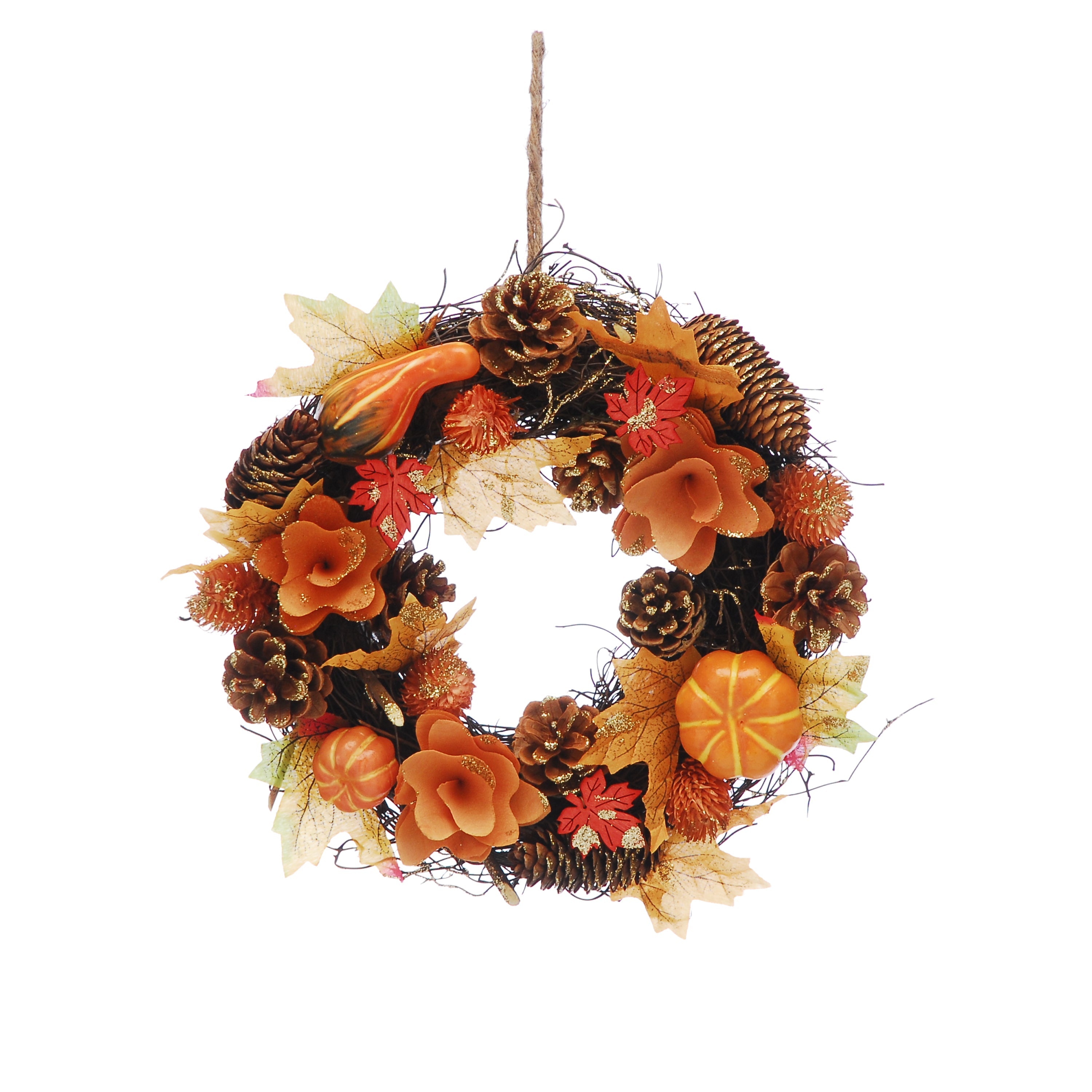 30cm orange flowers/pumpkins autumn wreath