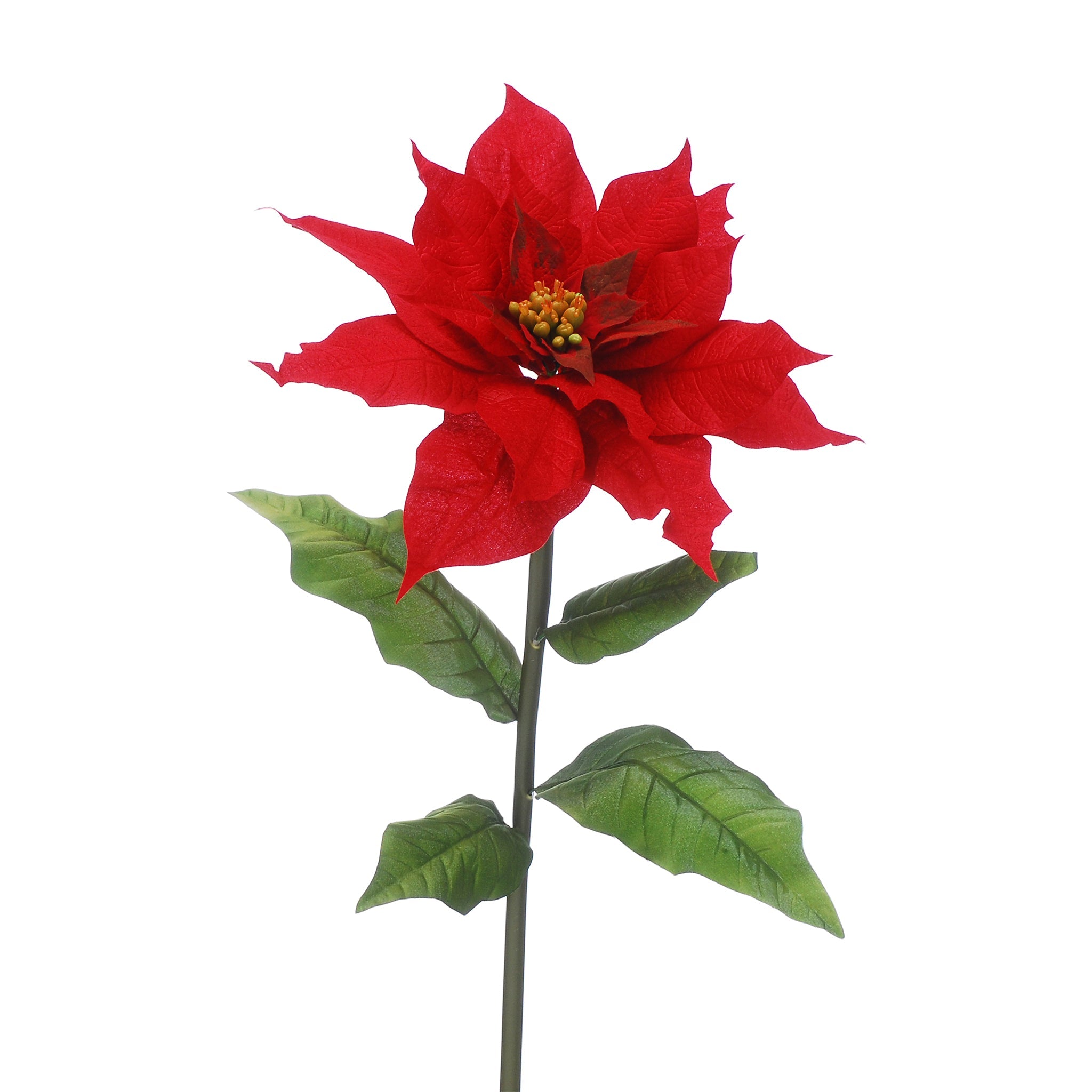 136cm red velvet fancy frilly poinsettia stem
