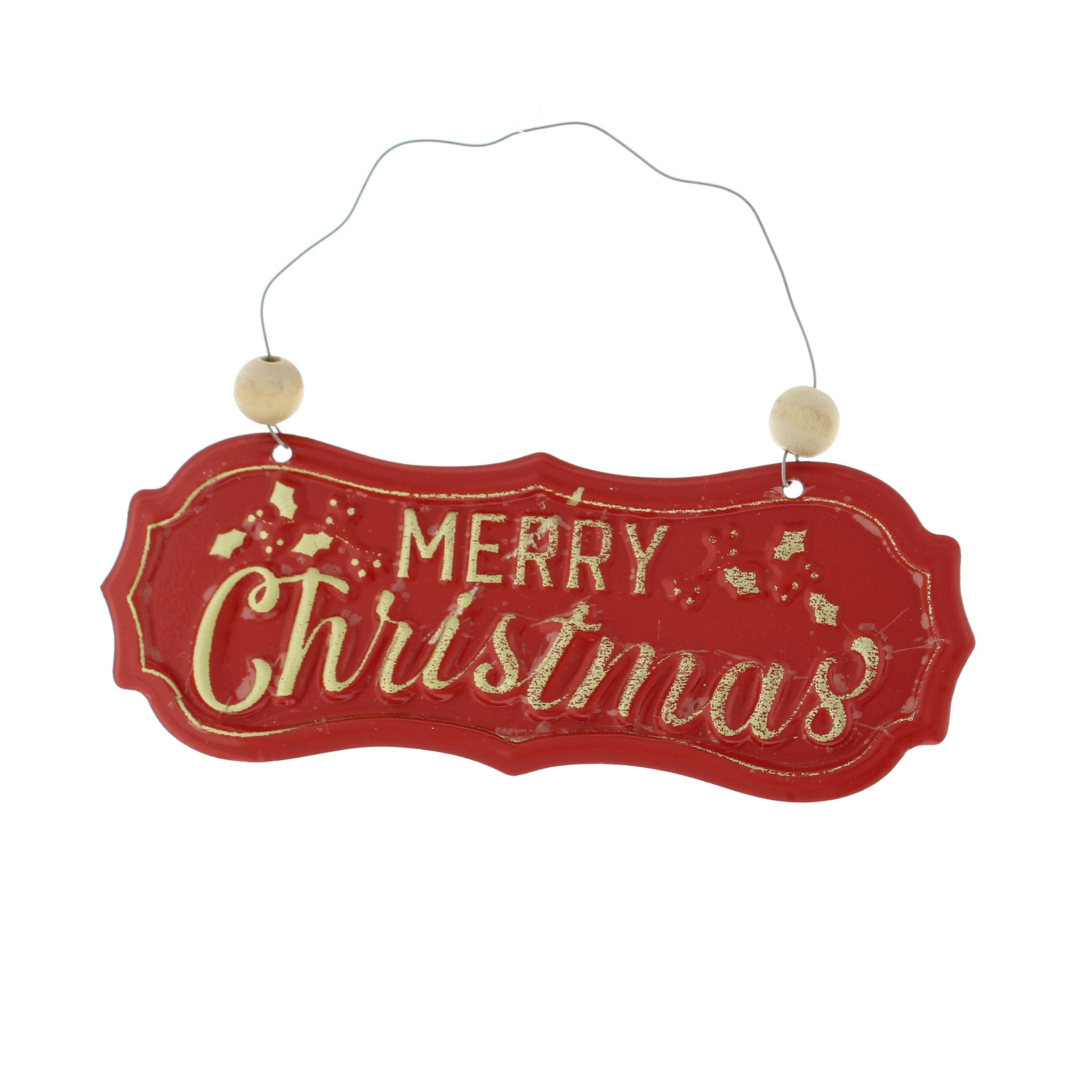 17cm red/gold metal MERRY CHRISTMAS sign