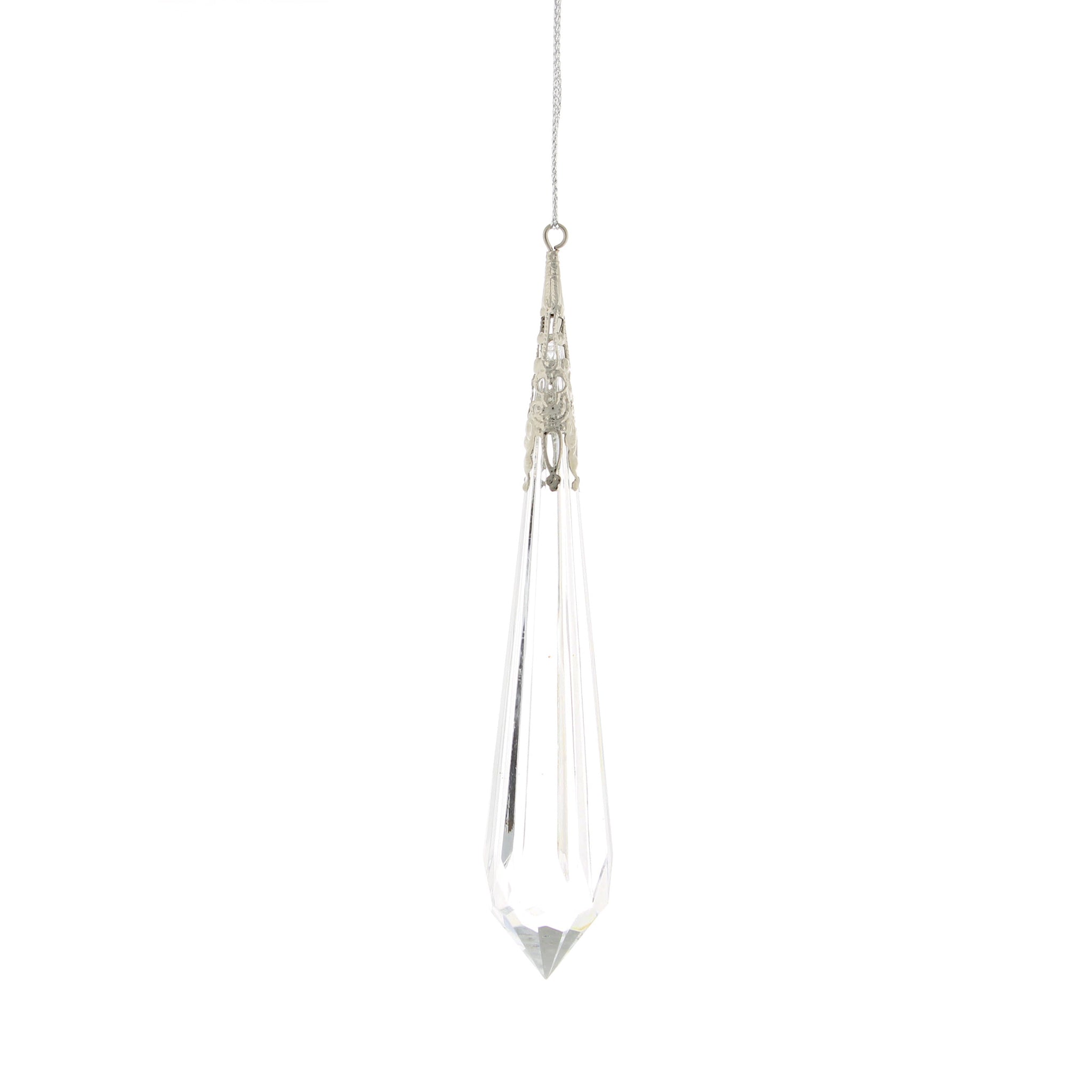 12cm clear acrylic long drop hanging decoration